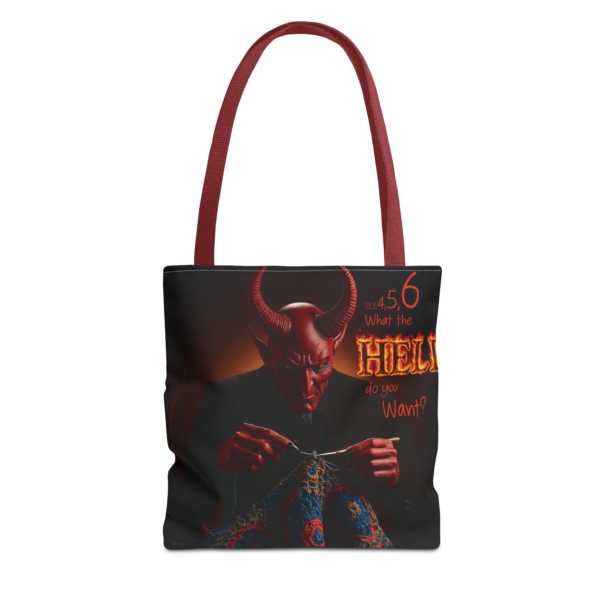 Satan's Infernal Tote Bag - Even Hell has count interruptions- Knitting, Crocheting, Crafting Gift, Funny Tote, Hellish Vibe, fiber enthusiasts