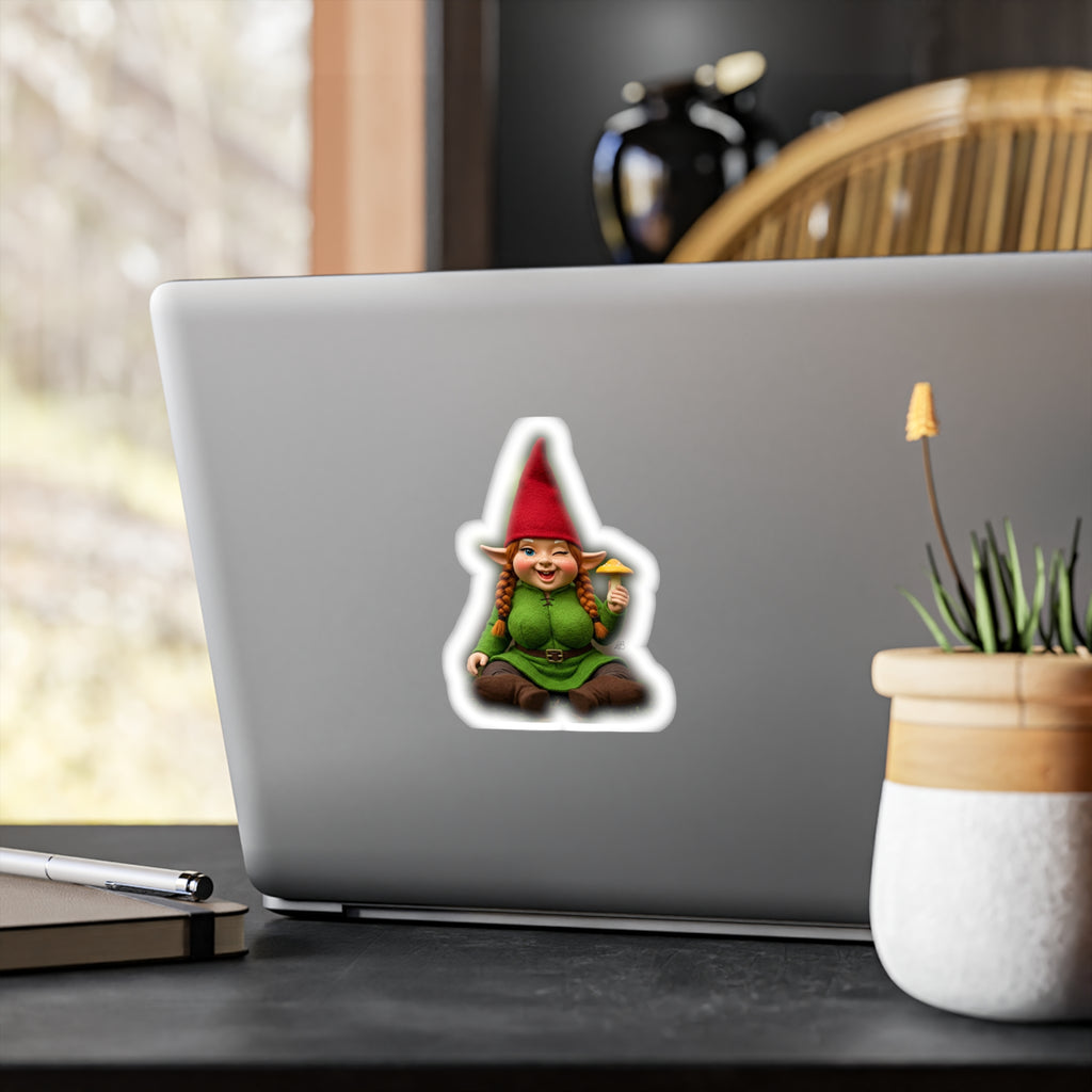 Winking Mushroom Gnome Kiss-Cut Vinyl Decal
