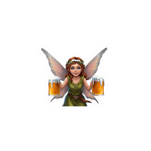 Beer Fairy Decal - Tipsy Fairy Hauling Beer Mugs Kiss Cut Vinyl Sticker
