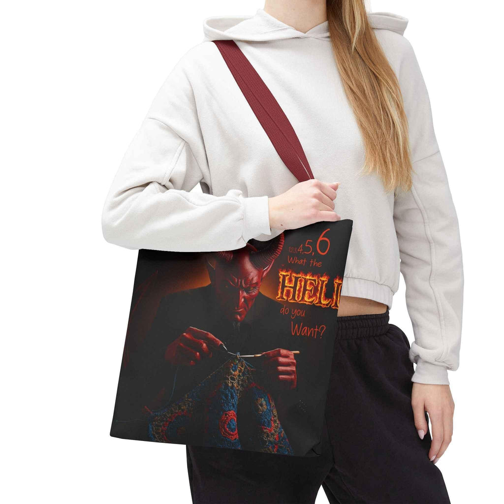 Satan's Infernal Tote Bag - Even Hell has count interruptions- Knitting, Crocheting, Crafting Gift, Funny Tote, Hellish Vibe, fiber enthusiasts - 2SB Snark Shop