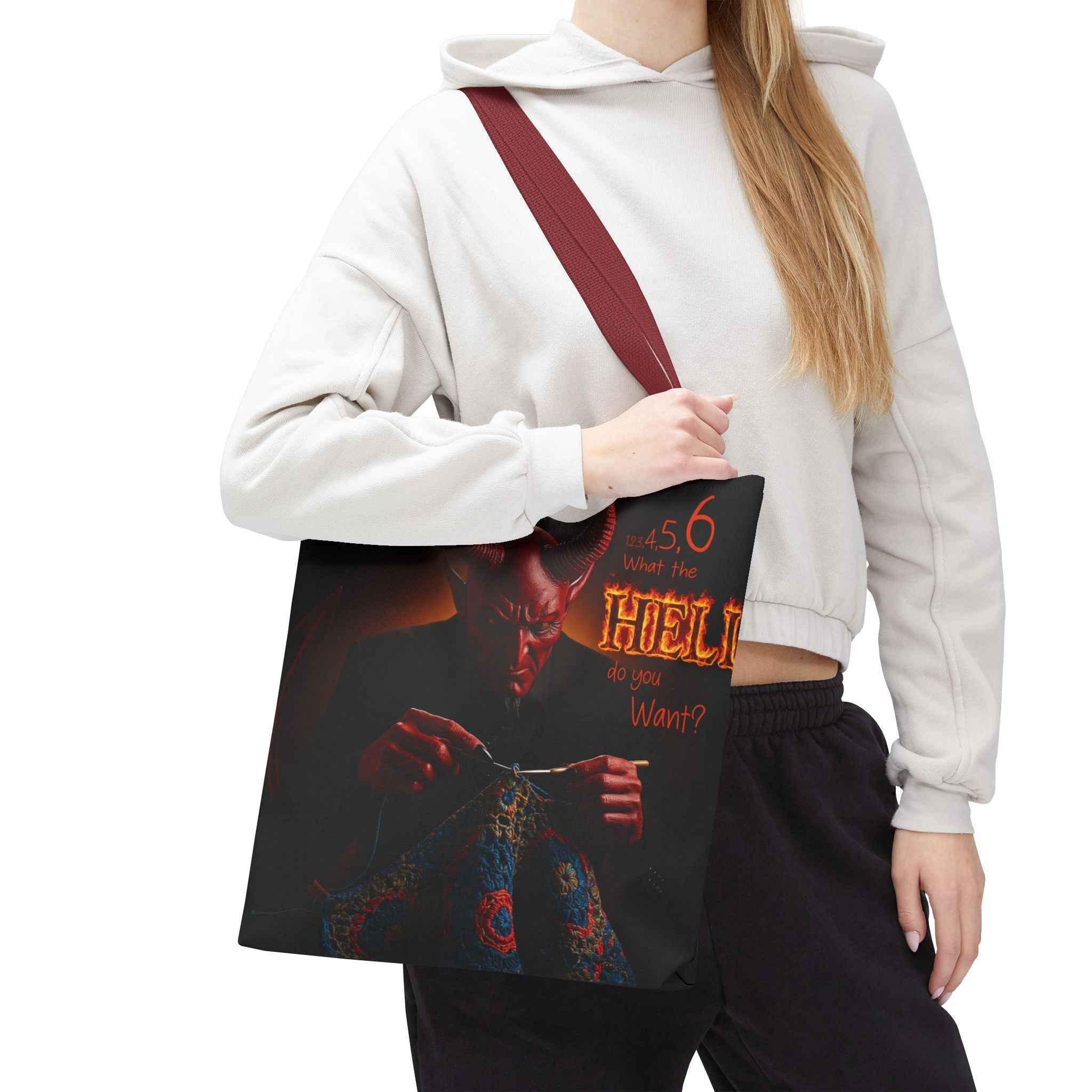 Satan's Infernal Tote Bag - Even Hell has count interruptions- Knitting, Crocheting, Crafting Gift, Funny Tote, Hellish Vibe, fiber enthusiasts - 2SB Snark Shop