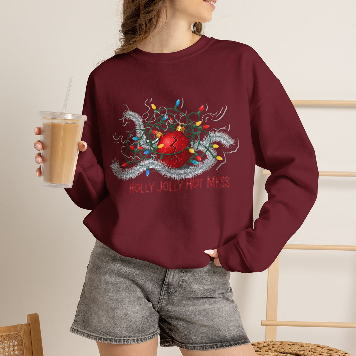 Holly Jolly Christmas Sweatshirt for Those Who Battle Christmas Lights and Lose