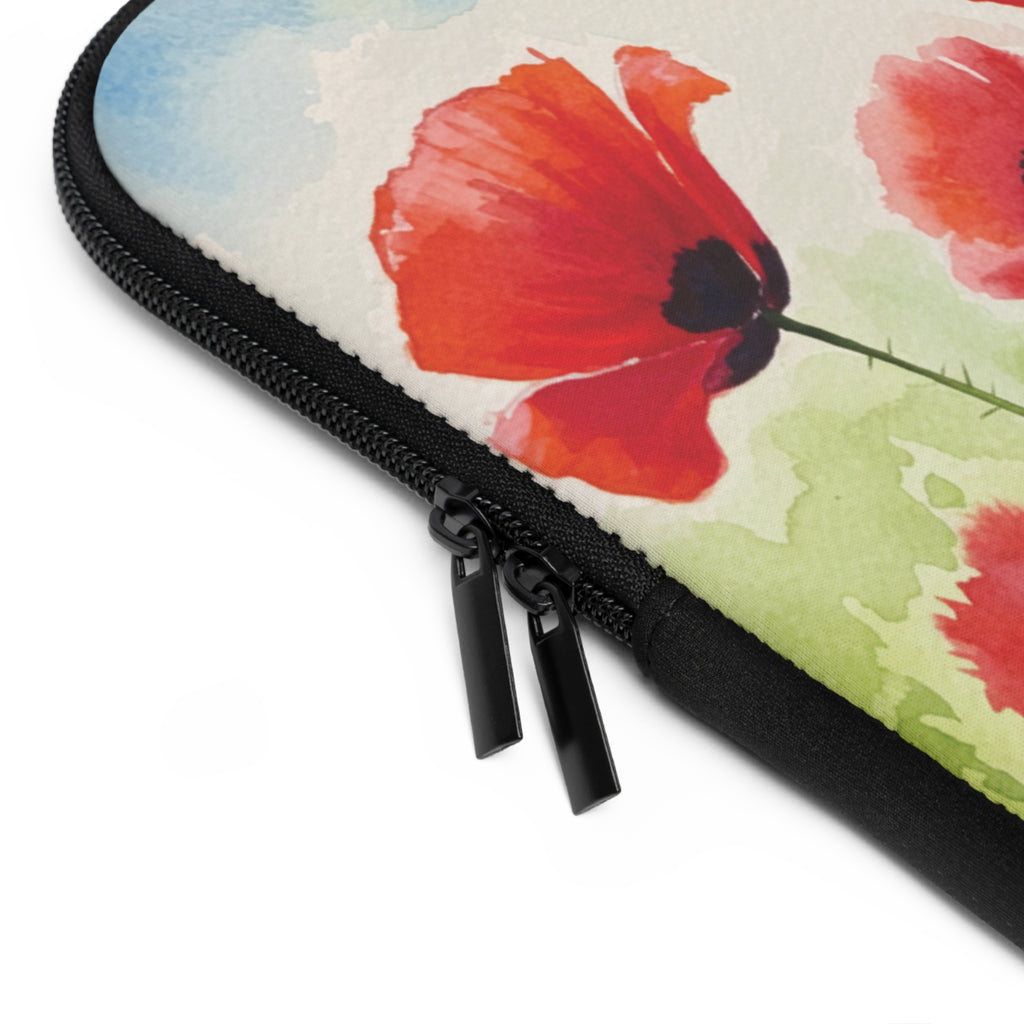 Poppies Laptop Sleeve with Poppy Design - Tech Accessory for Students and Moms