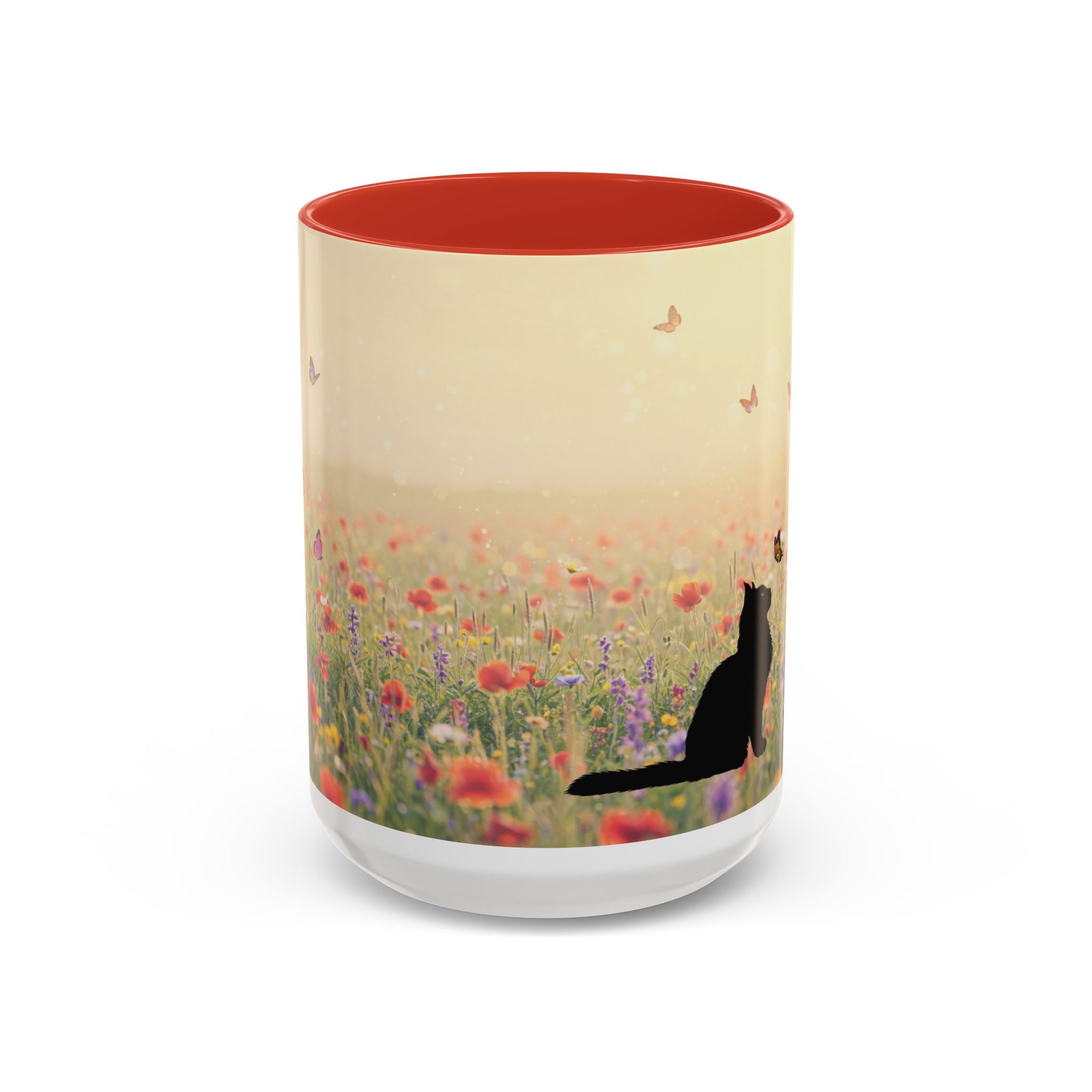 Mug - Cat Lovers Accent Coffee Mug with Floral Design