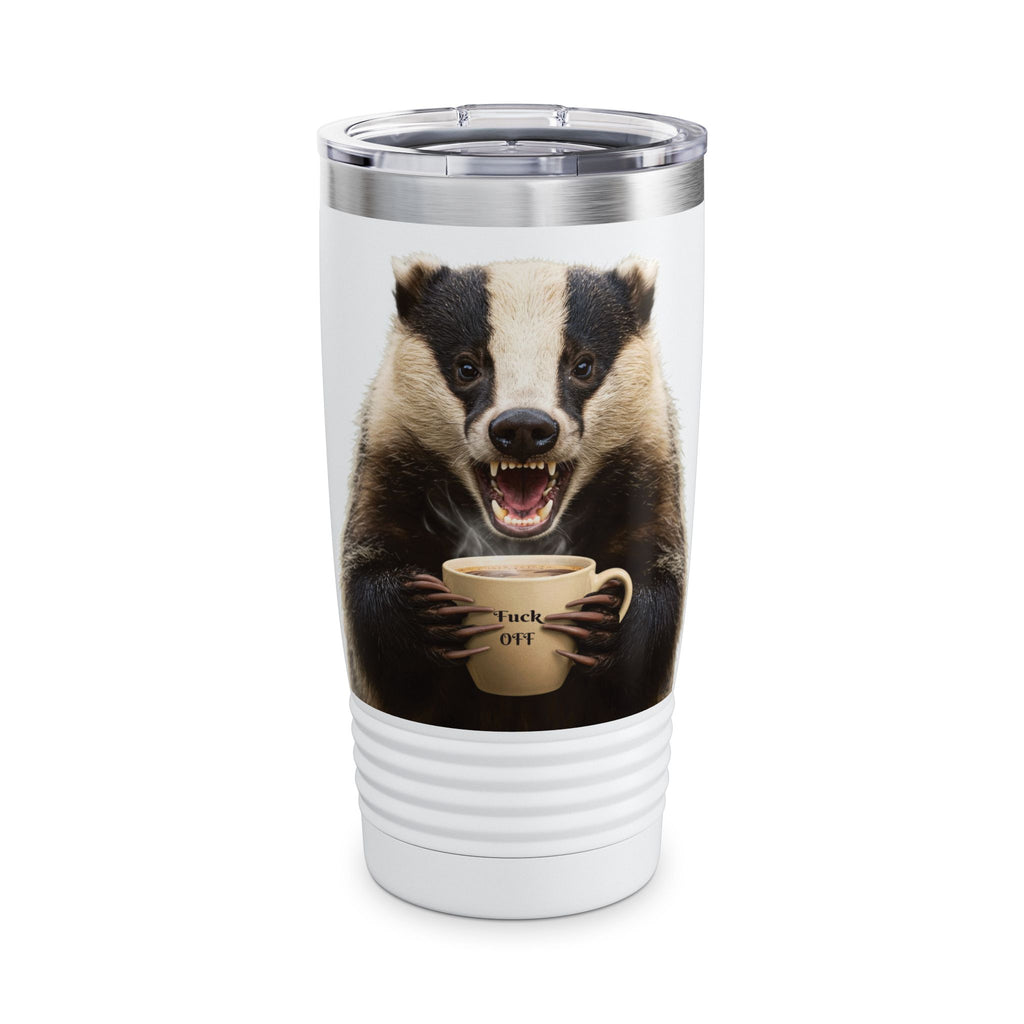 Angry Badger “Fuck Off” 20oz Ringneck Tumbler, For When You Need Caffeine, Not Conversation Funny Gift for Coffee enthusiasts, coworkers, & friends