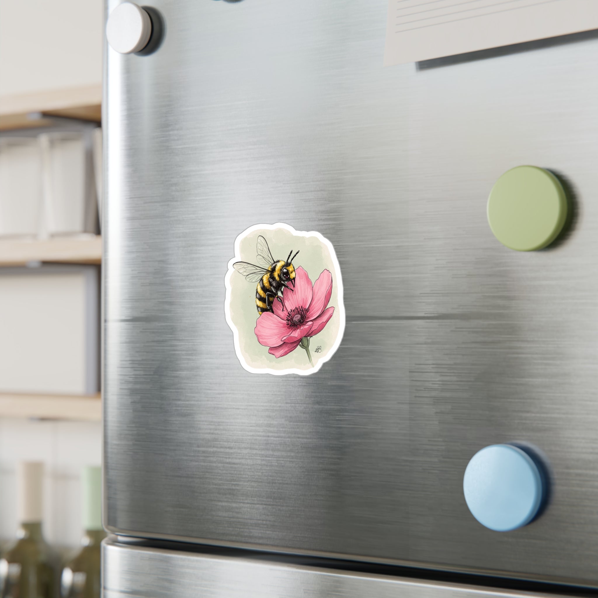 Busy Bee On Pink Flower Kiss-Cut Vinyl Decal
