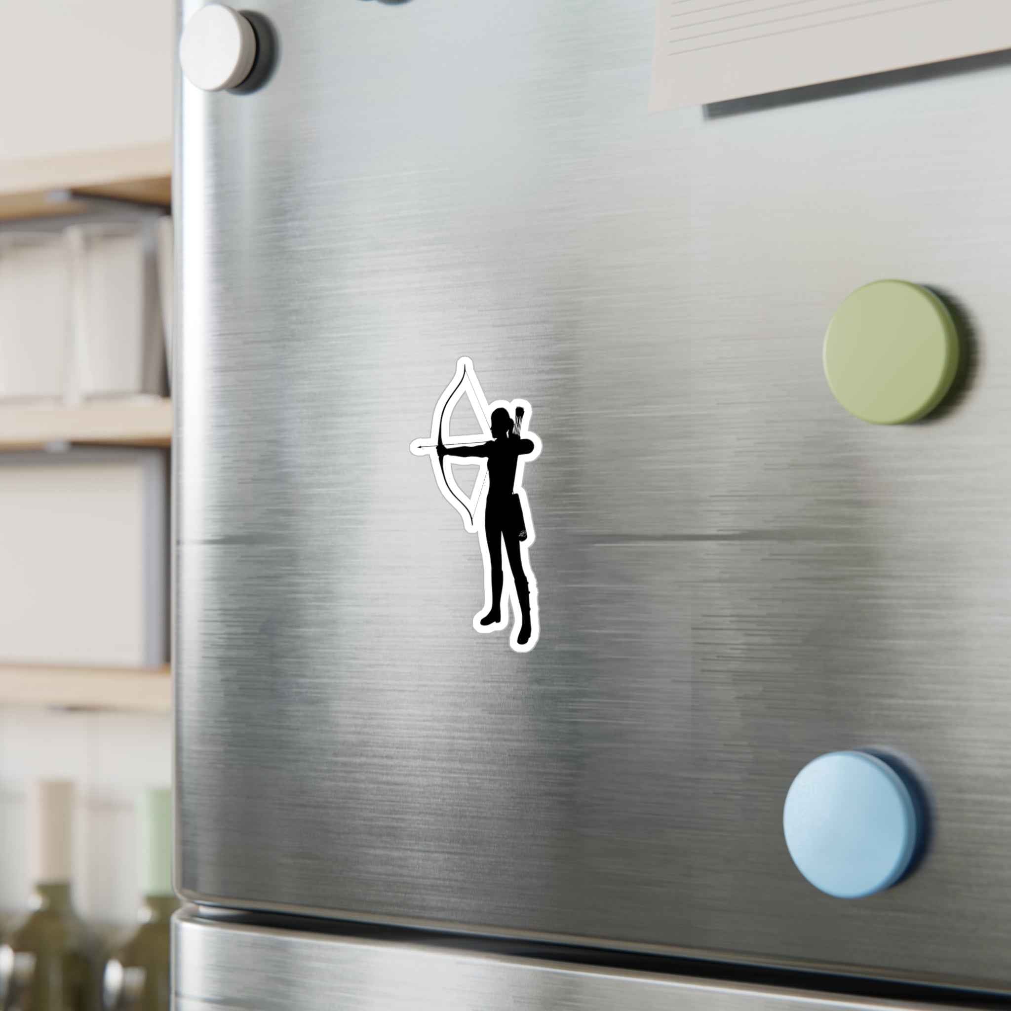 Female Archer Decal - Badass Woman Bow & Arrow Silhouette Kiss Cut Vinyl Sticker