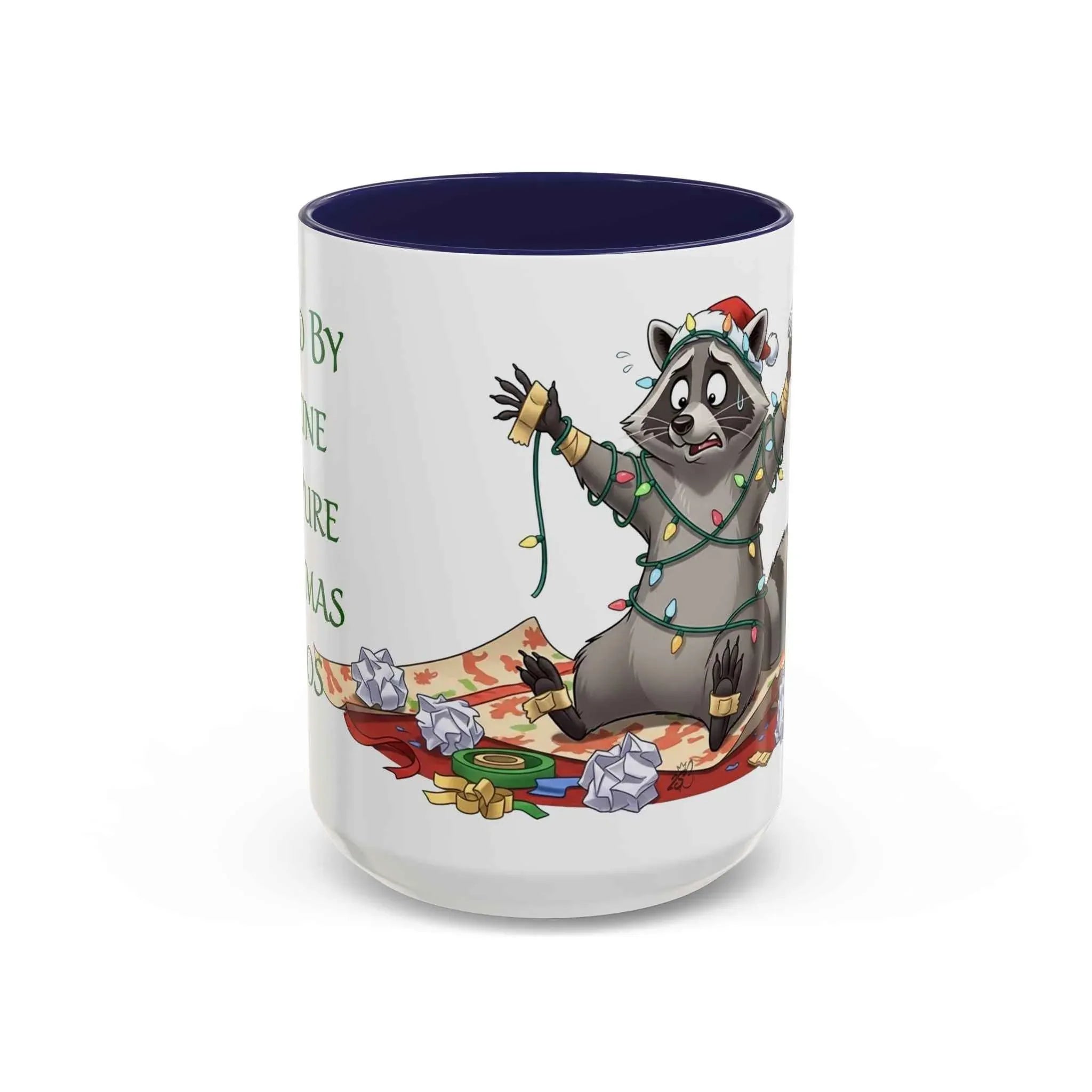 Fueled by Caffeine and Pure Christmas Chaos - Chaotic Raccoon Holiday Mug 11oz & 15oz - 2SB Snark Shop
