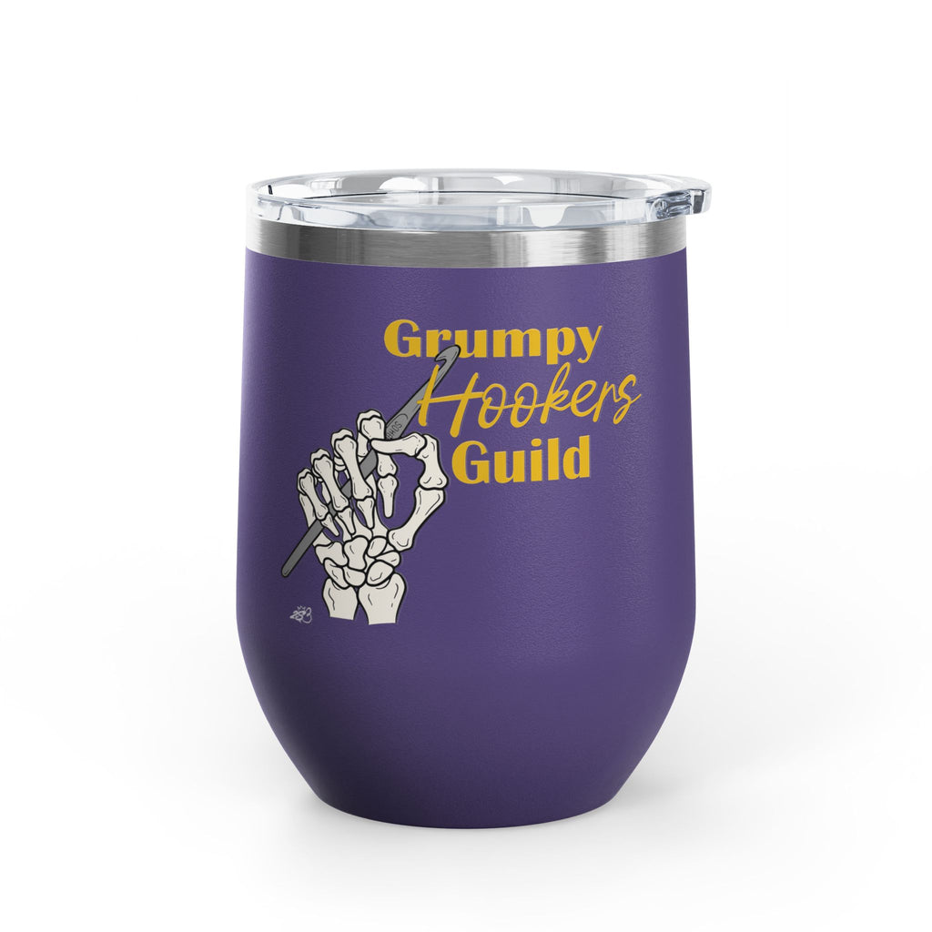 Grumpy Hookers Guild Tumbler – Funny Crochet Stainless Steel Wine Tumbler, 12oz