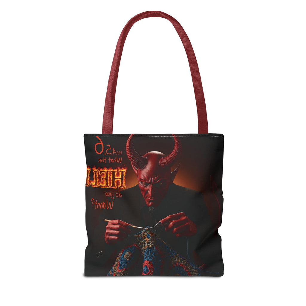 Satan's Infernal Tote Bag - Even Hell has count interruptions- Knitting, Crocheting, Crafting Gift, Funny Tote, Hellish Vibe, fiber enthusiasts