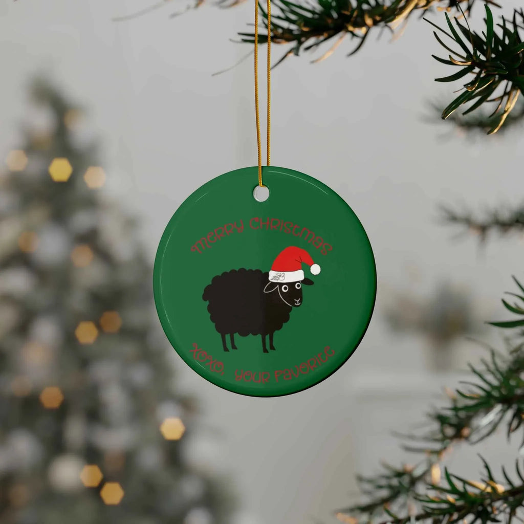 Merry Christmas Ceramic Ornament - Black Sheep Design - 2SB Snark Shop