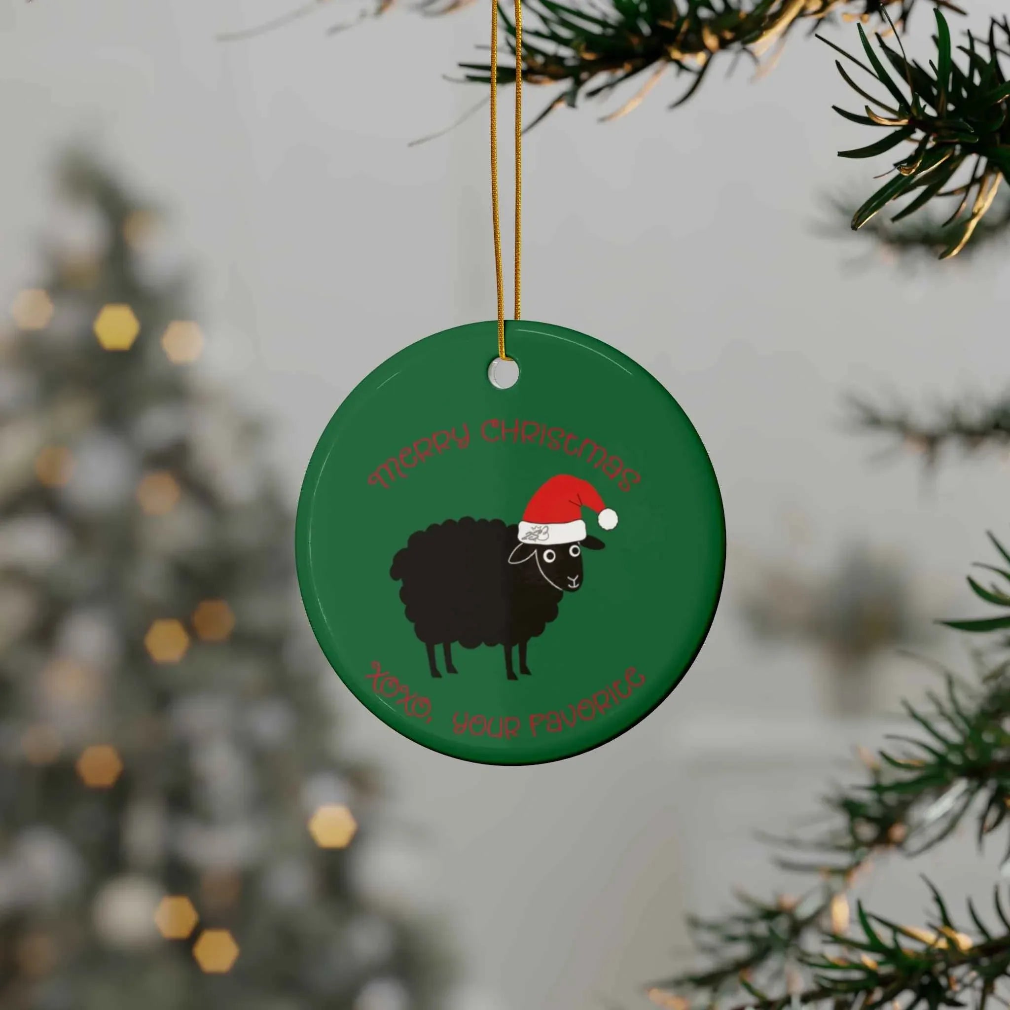 Merry Christmas Ceramic Ornament - Black Sheep Design - 2SB Snark Shop