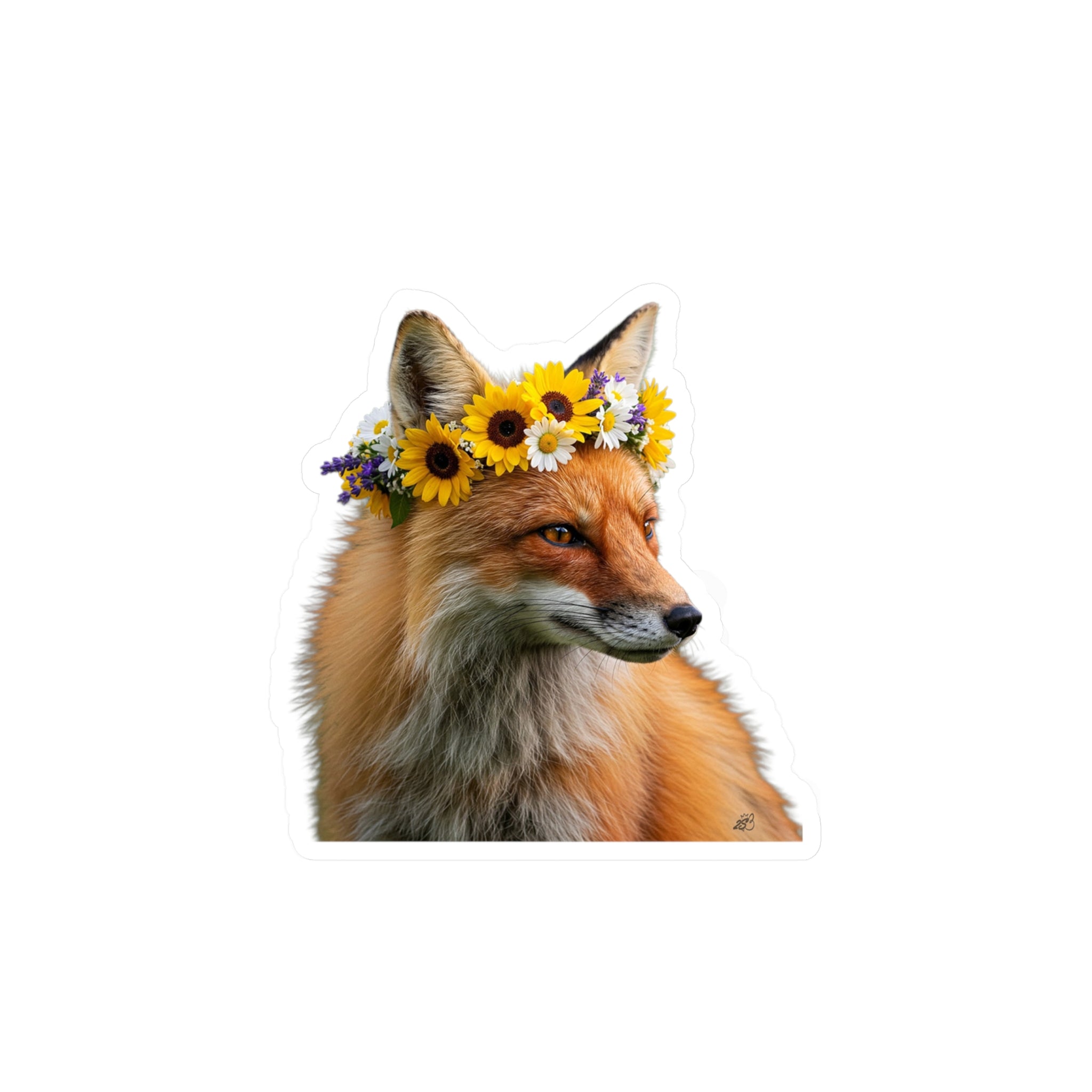 Flower Crown Fox Kiss-Cut Vinyl Decal
