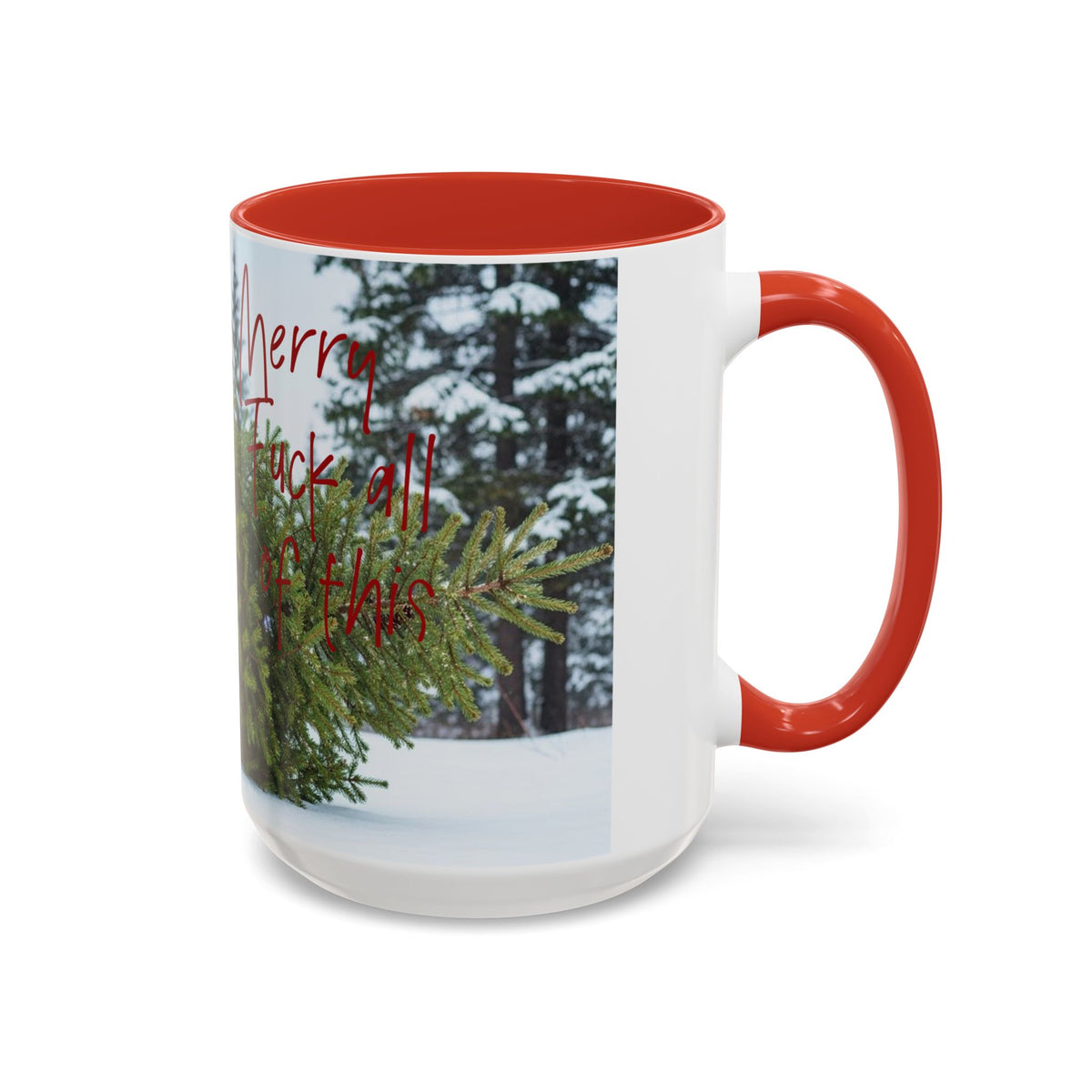 Merry Fuck All of This Bigfoot 15 oz Coffee Mug | Funny Sasquatch Christmas Mug