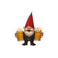 Cheerful Beer Gnome Decal - Laughing Gnome With Two Beer Mugs Kiss Cut Vinyl Sticker