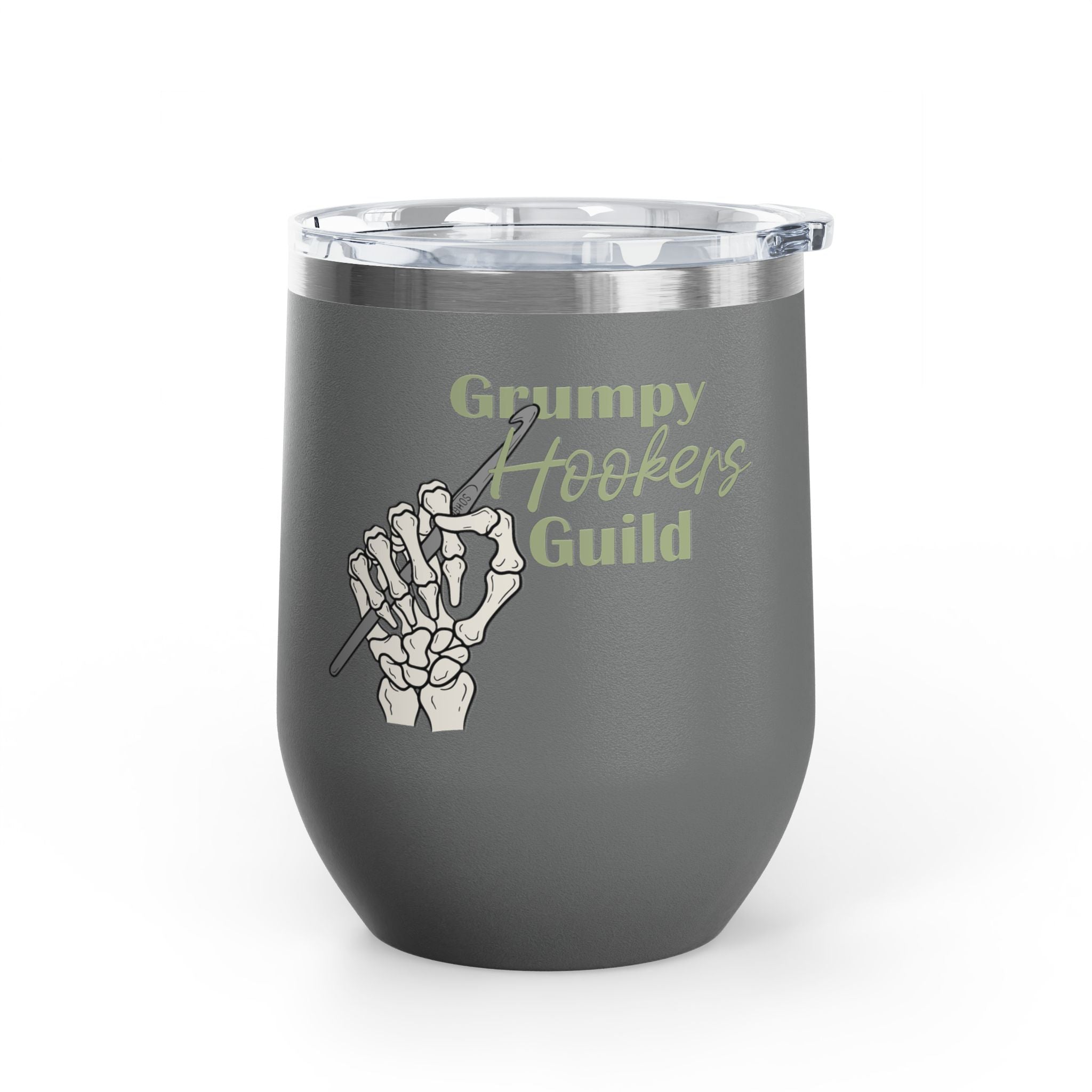 Grumpy Hookers Guild Tumbler – Funny Crochet Stainless Steel Wine Tumbler, 12oz