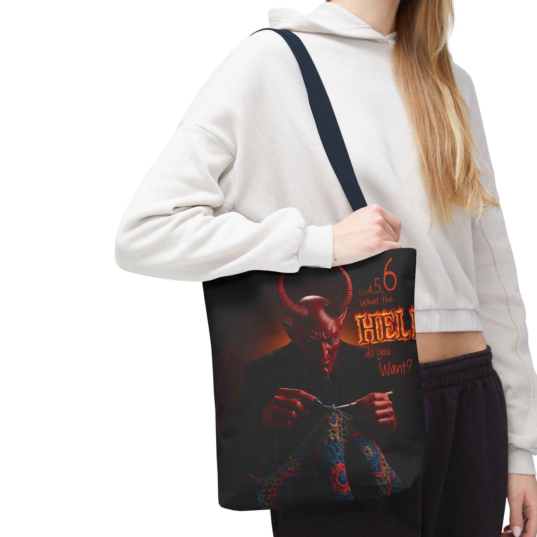 Satan's Infernal Tote Bag - Even Hell has count interruptions- Knitting, Crocheting, Crafting Gift, Funny Tote, Hellish Vibe, fiber enthusiasts - 2SB Snark Shop