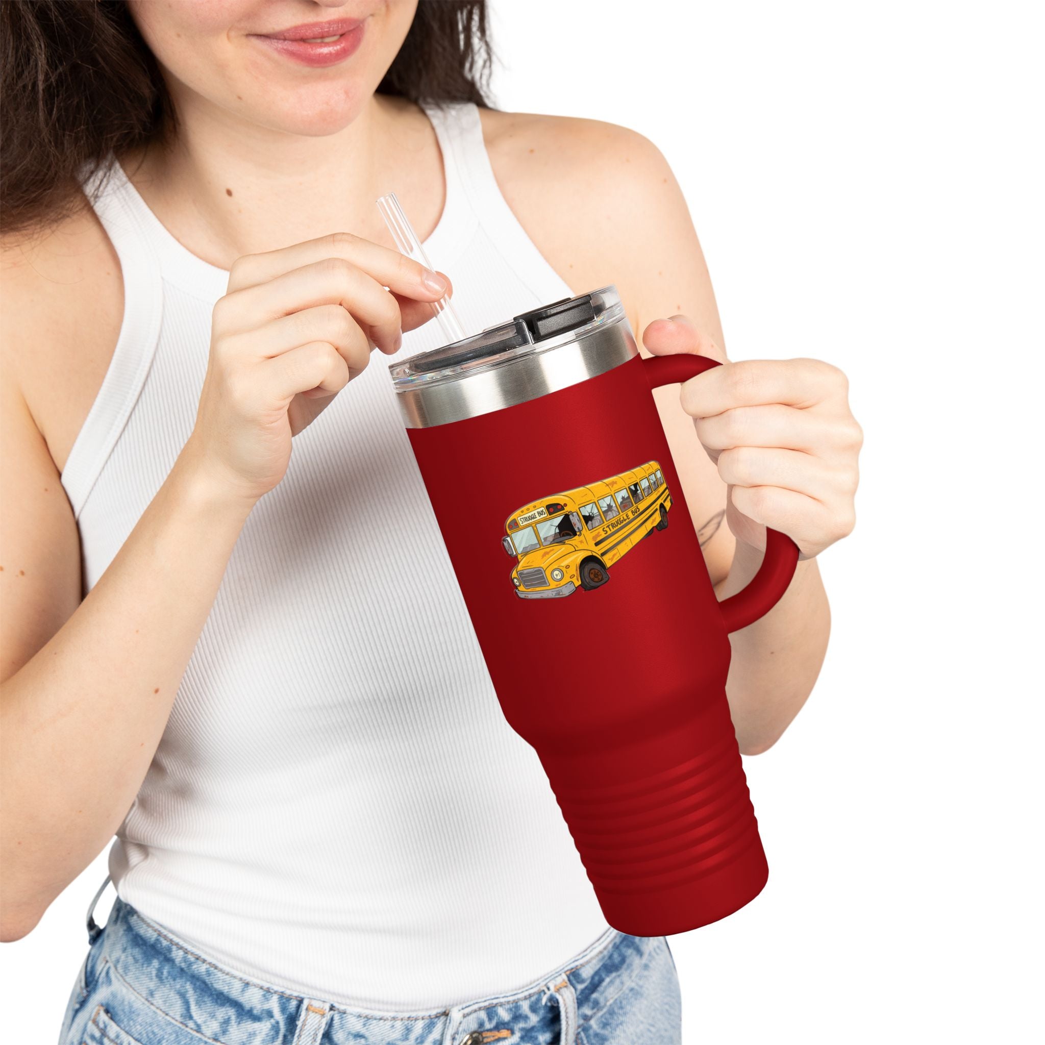 The Struggle Bus 40oz Tumbler – All Aboard the Struggle Express! Funny Gift for Coworkers, Friends, and Spicy disasters Who Can't Even