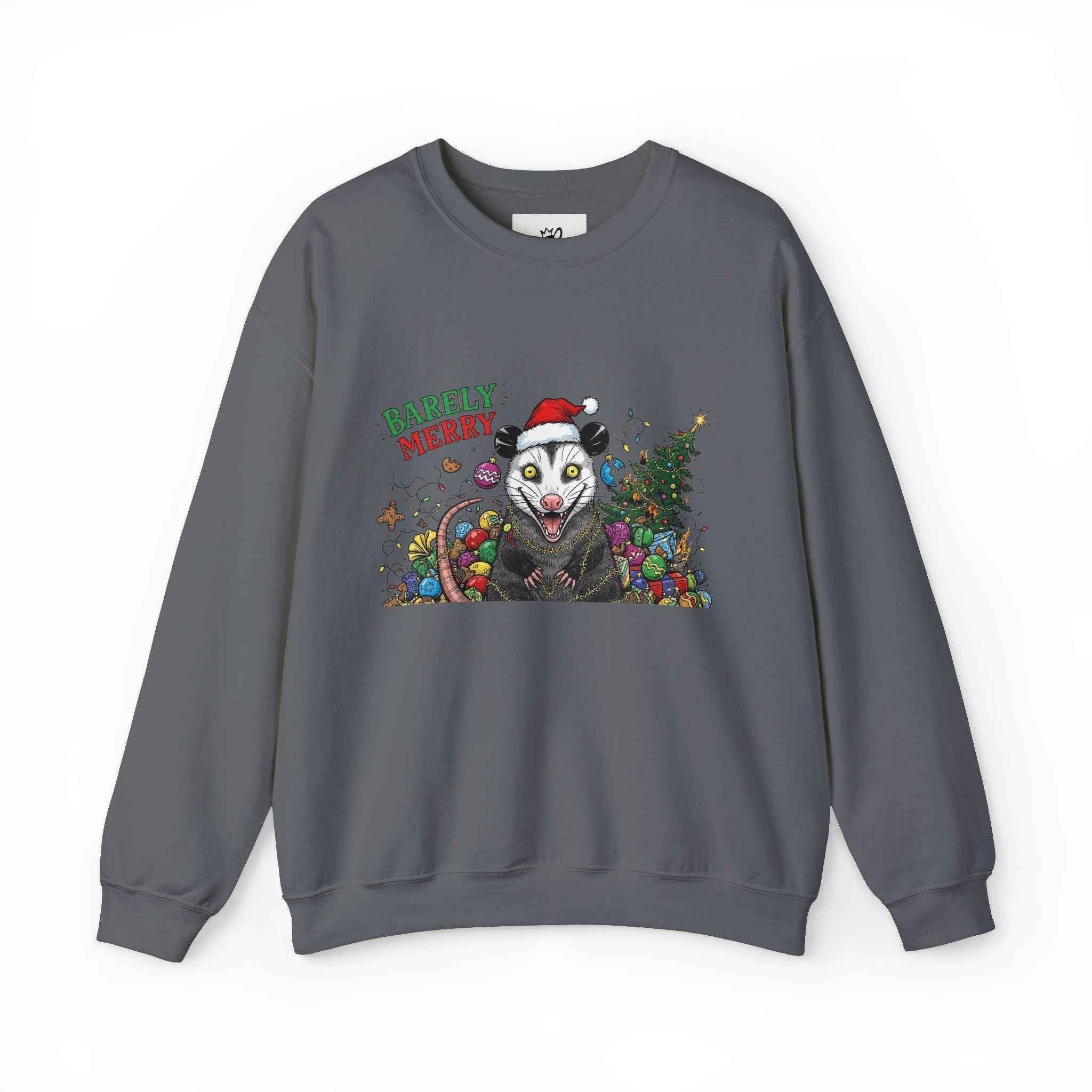 Barely Merry Possum Sweatshirt - Embrace Chaos This Holiday Season - 2SB Snark Shop