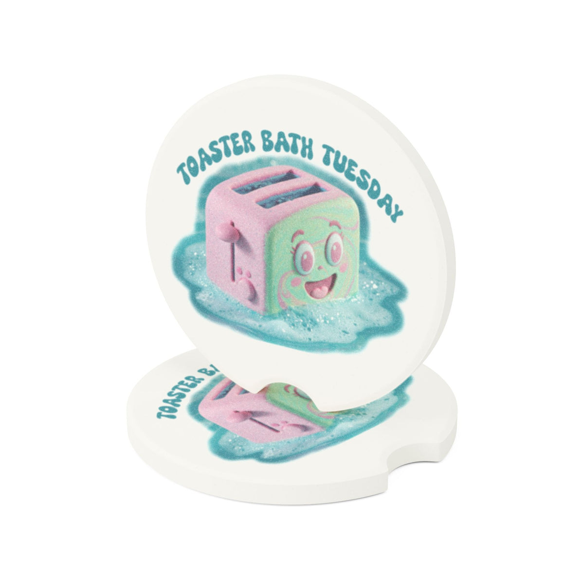 Toaster Bath Tuesday Car Coaster | Funny Dark Humor Car Cup Holder Coaster