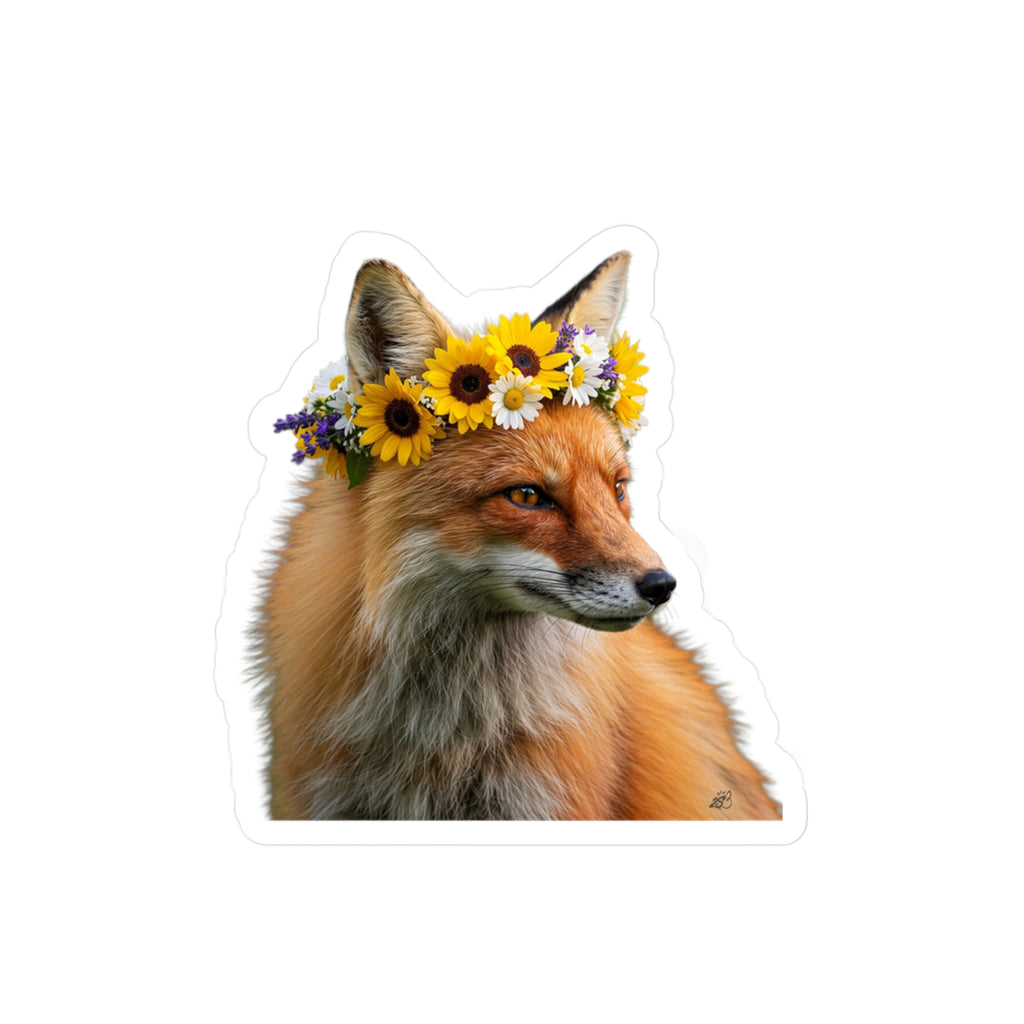 Flower Crown Fox Kiss-Cut Vinyl Decal
