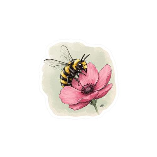 Busy Bee On Pink Flower Kiss-Cut Vinyl Decal