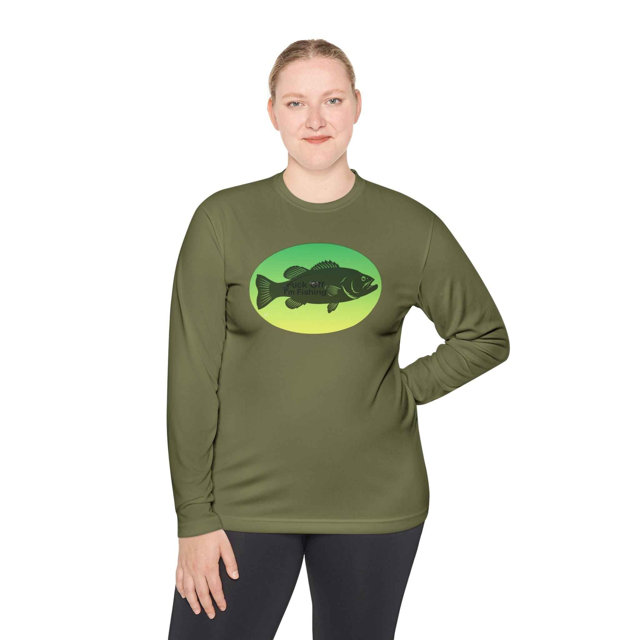 Funny Bass Fishing Shirt Long Sleeve – Fuck Off Unisex Lightweight Long Sleeve Tee