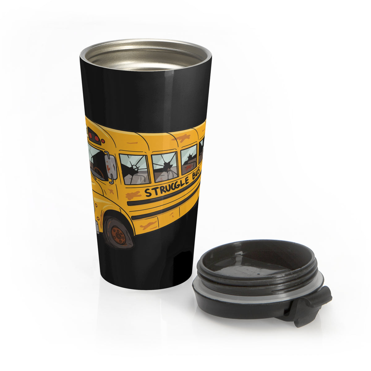 Struggle Bus 15 oz Stainless Steel Travel Tumbler | Funny Adulting & Morning Humor Tumbler
