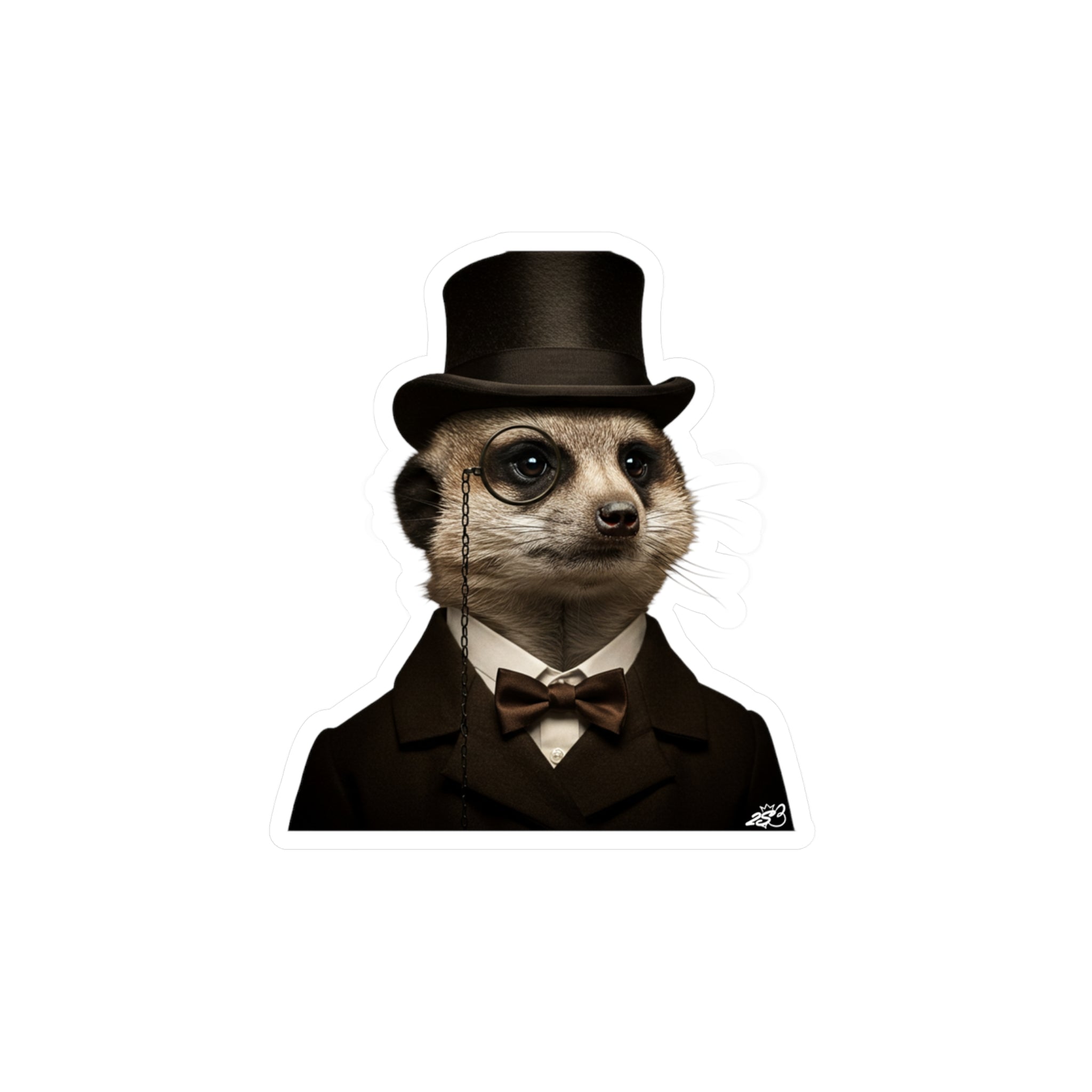 Fancy Meerkat Top Hat Monocle Kiss-Cut Vinyl Decal