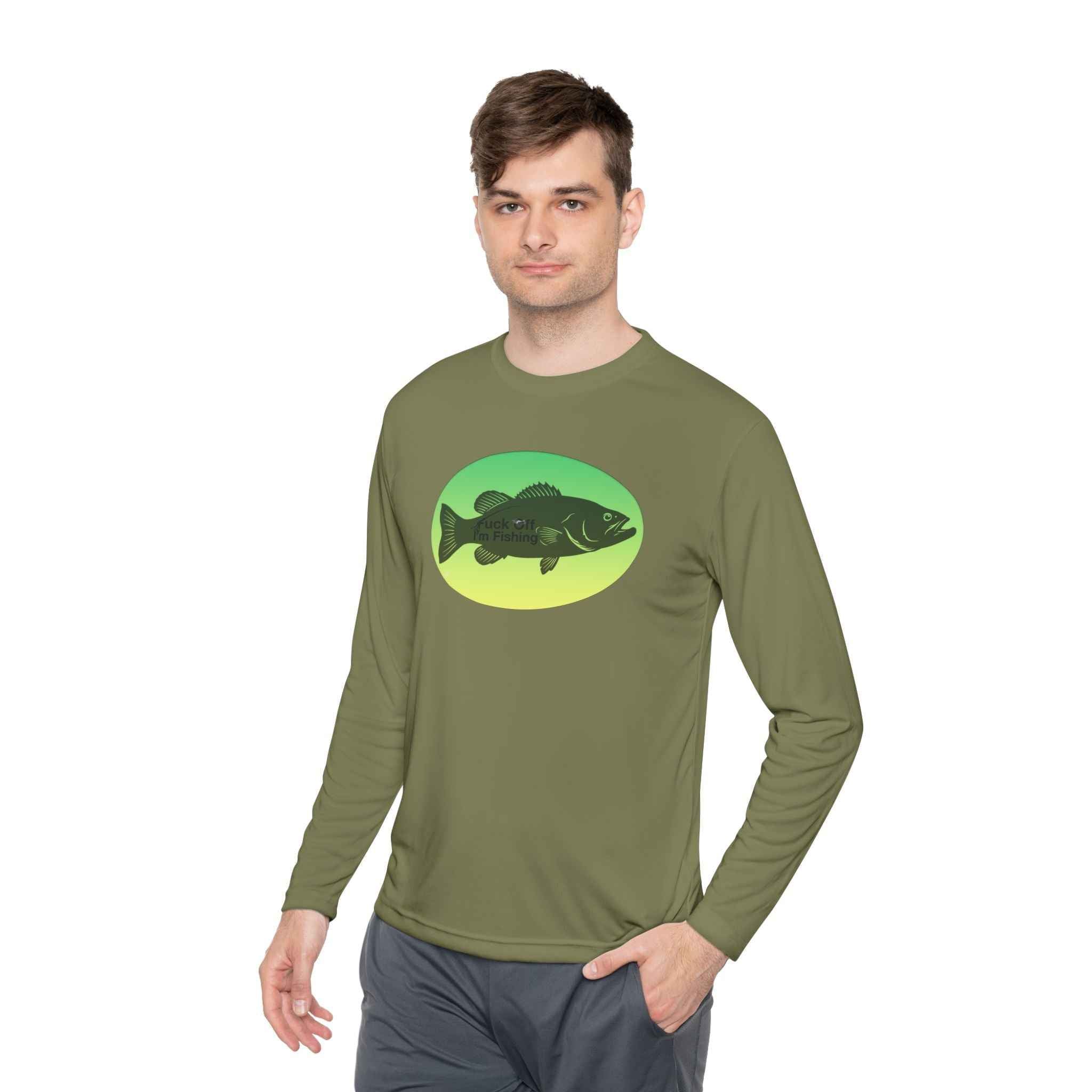 Funny Bass Fishing Shirt Long Sleeve – Fuck Off Unisex Lightweight Long Sleeve Tee