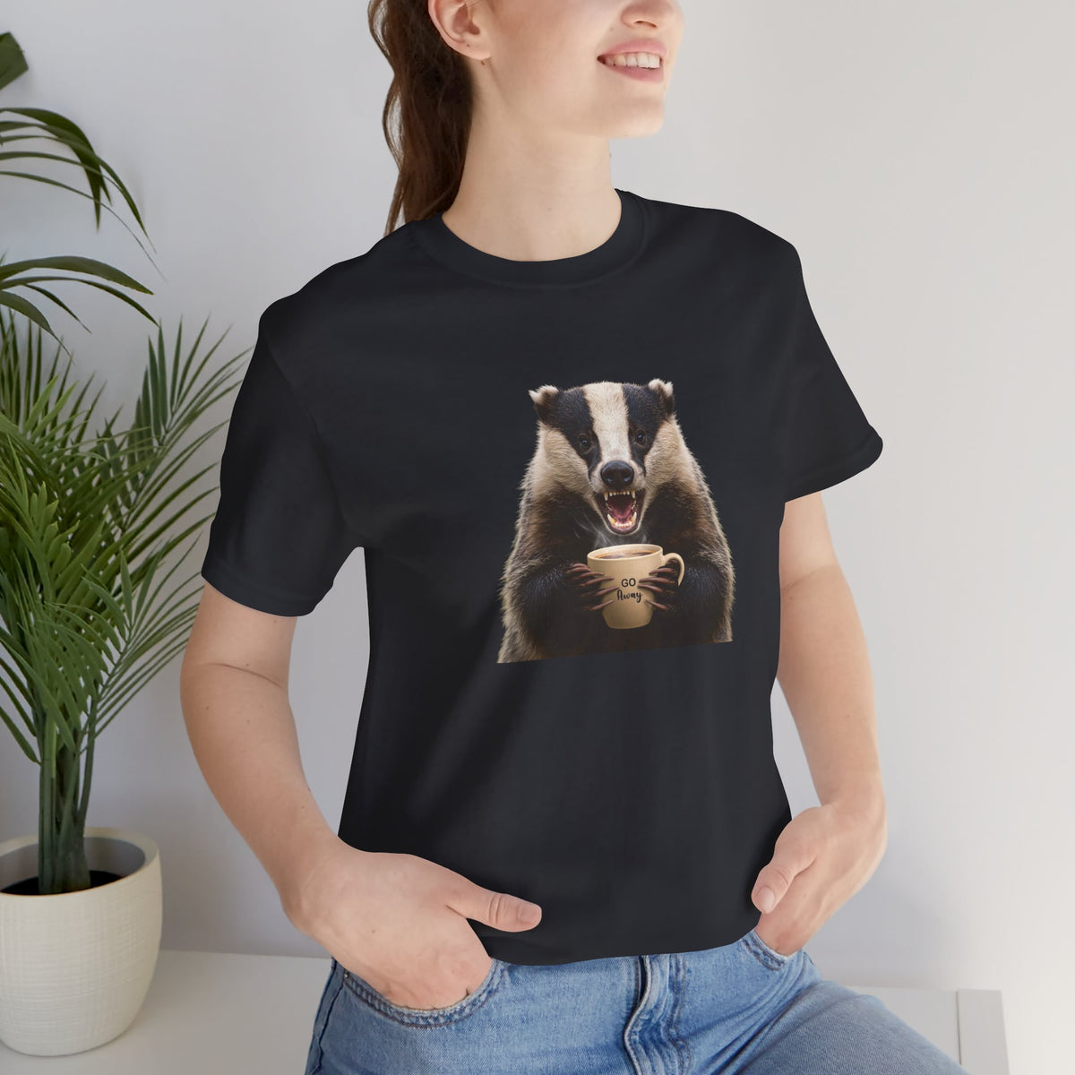Go Away Coffee Badger Unisex T-Shirt | Funny Sarcastic Coffee Shirt