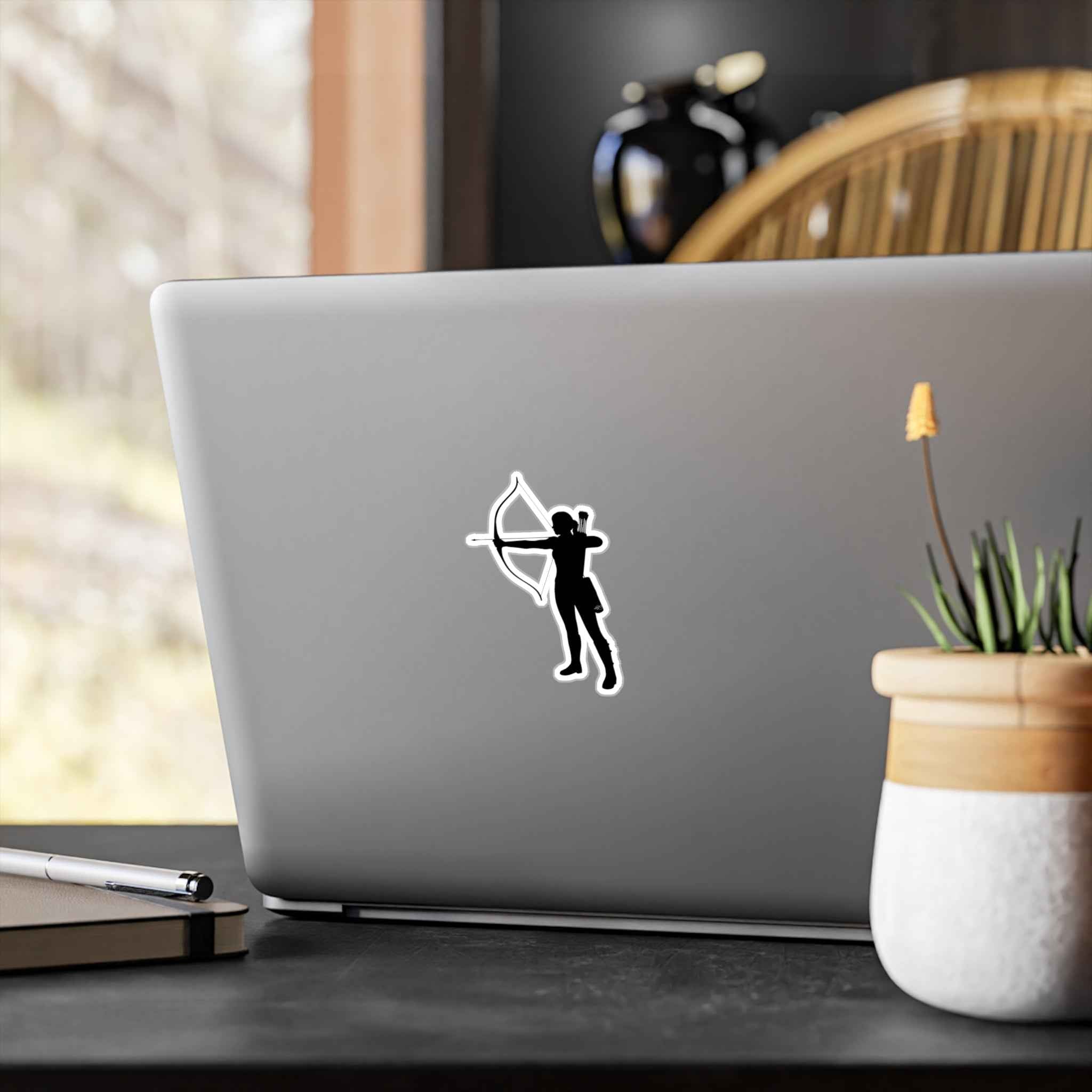 Female Archer Decal - Badass Woman Bow & Arrow Silhouette Kiss Cut Vinyl Sticker