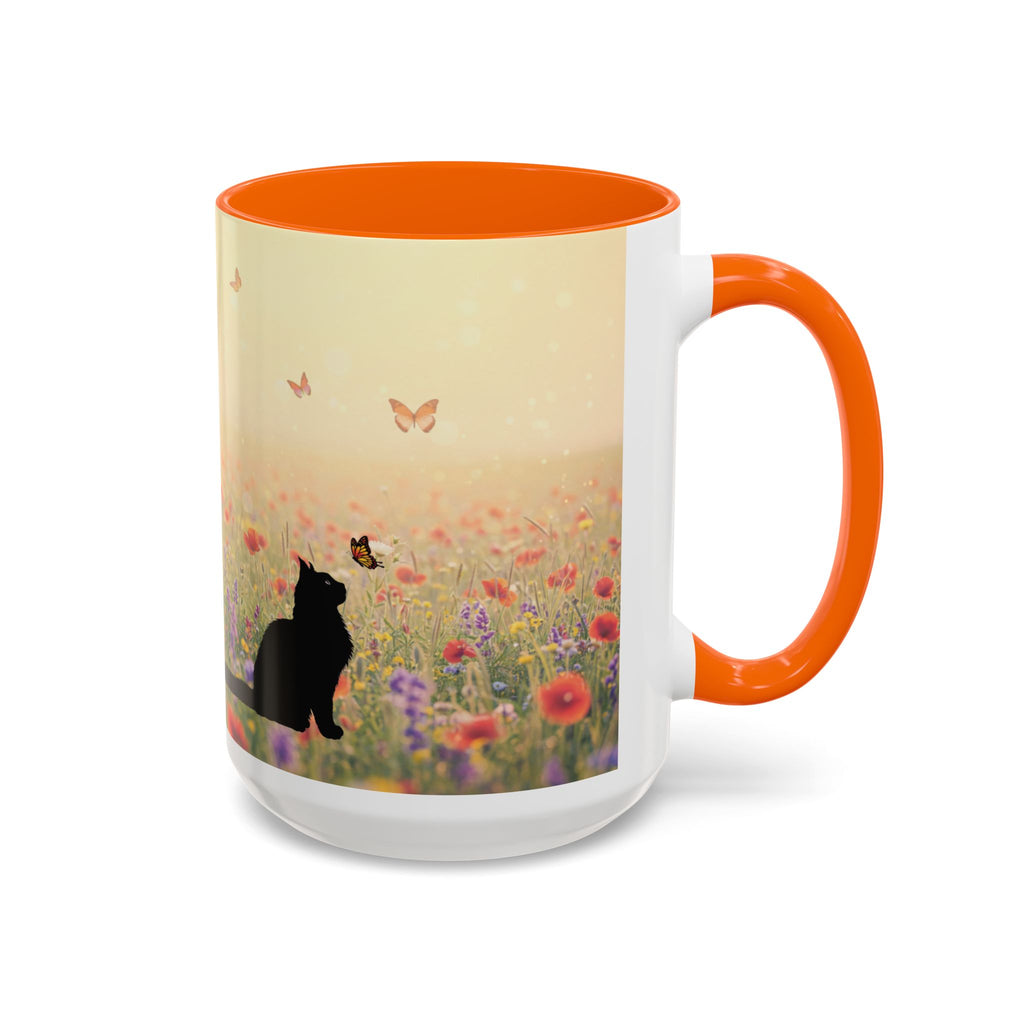 Mug - Cat Lovers Accent Coffee Mug with Floral Design