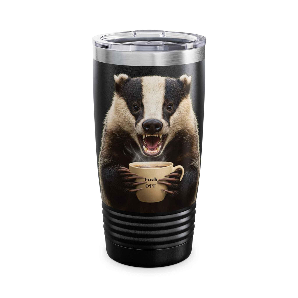 Angry Badger “Fuck Off” 20oz Ringneck Tumbler, For When You Need Caffeine, Not Conversation Funny Gift for Coffee enthusiasts, coworkers, & friends - 2SB Snark Shop