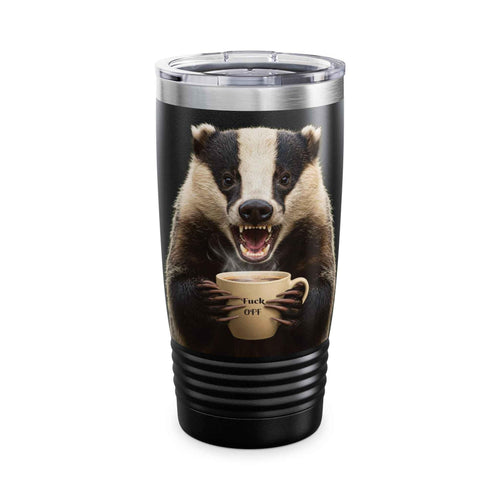 Angry Badger “Fuck Off” 20oz Ringneck Tumbler, For When You Need Caffeine, Not Conversation Funny Gift for Coffee enthusiasts, coworkers, & friends - 2SB Snark Shop