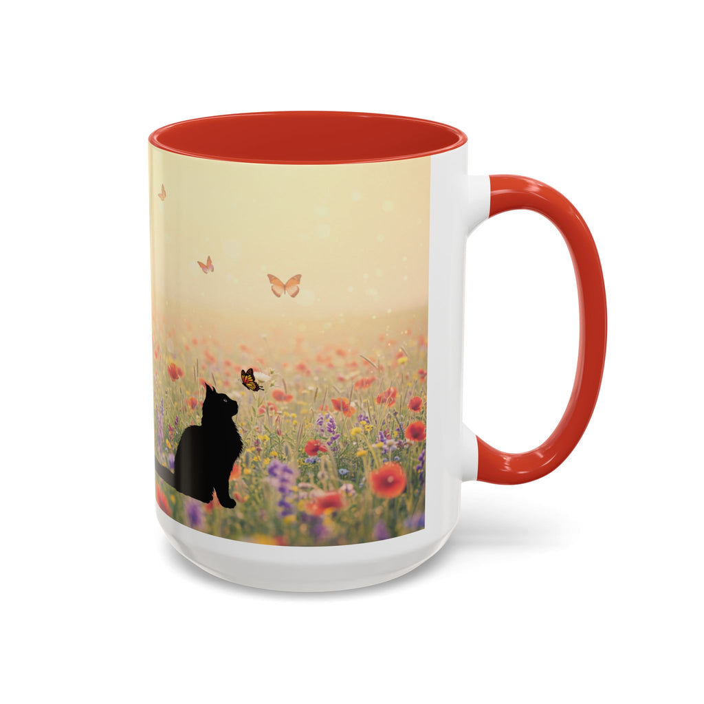 Mug - Cat Lovers Accent Coffee Mug with Floral Design