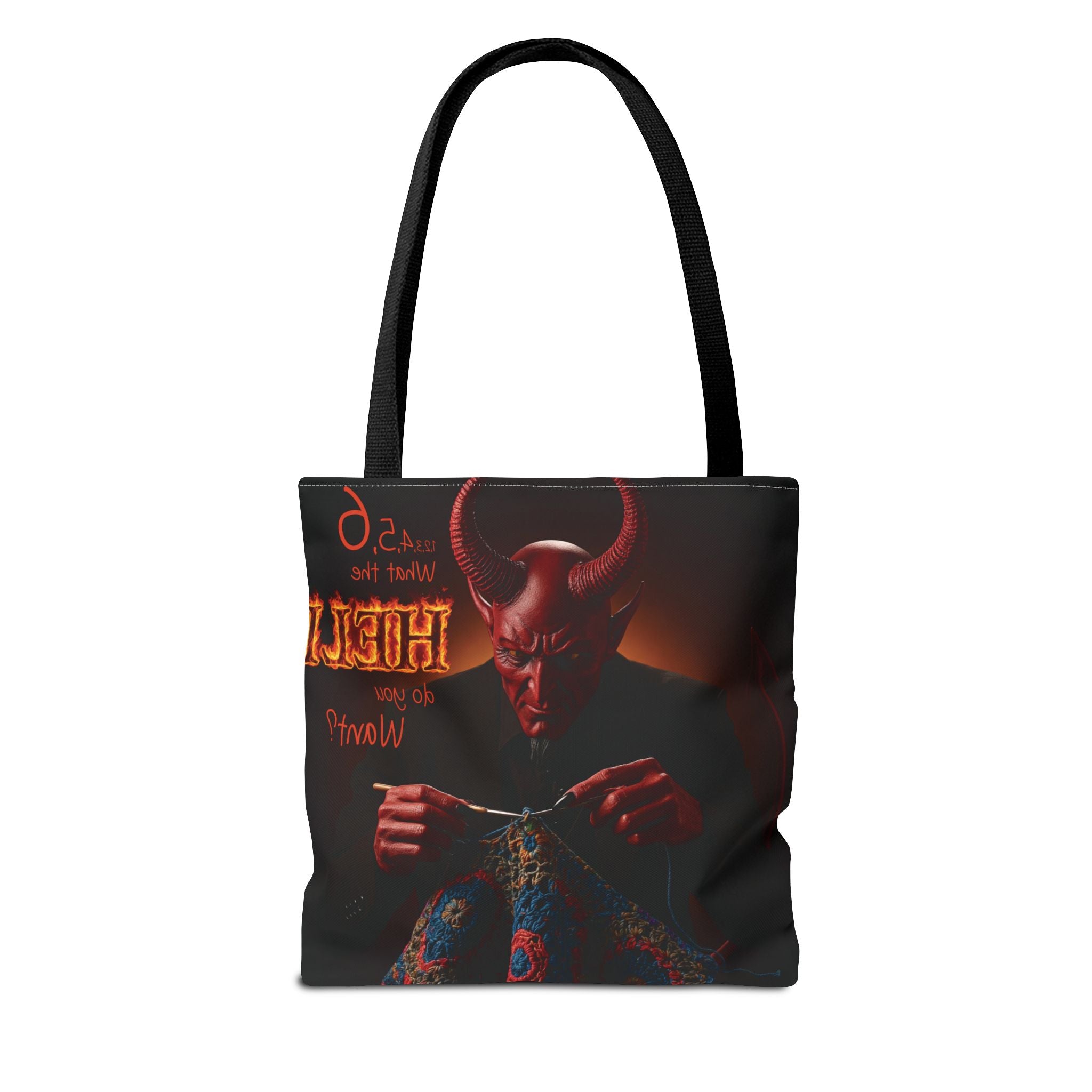 Satan's Infernal Tote Bag - Even Hell has count interruptions- Knitting, Crocheting, Crafting Gift, Funny Tote, Hellish Vibe, fiber enthusiasts