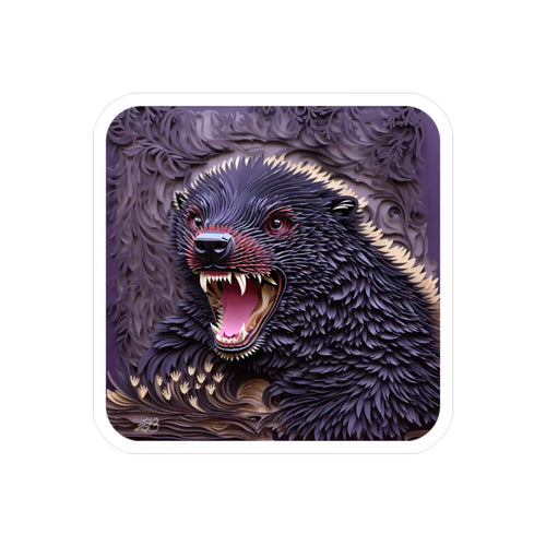 Angry Badger Decal - Fierce Papercut Honey Badger Kiss Cut Vinyl Decal