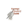 Grumpy Hookers Guild Decal - Skeleton Crochet Hand Terracotta Text Kiss Cut Vinyl Decal