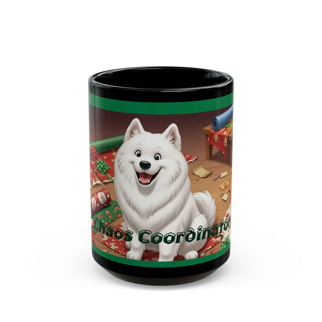Chaos Coordinator Dog Mug - Fluffy White Dog Christmas Mayhem Edition (15oz Ceramic) - 2SB Snark Shop