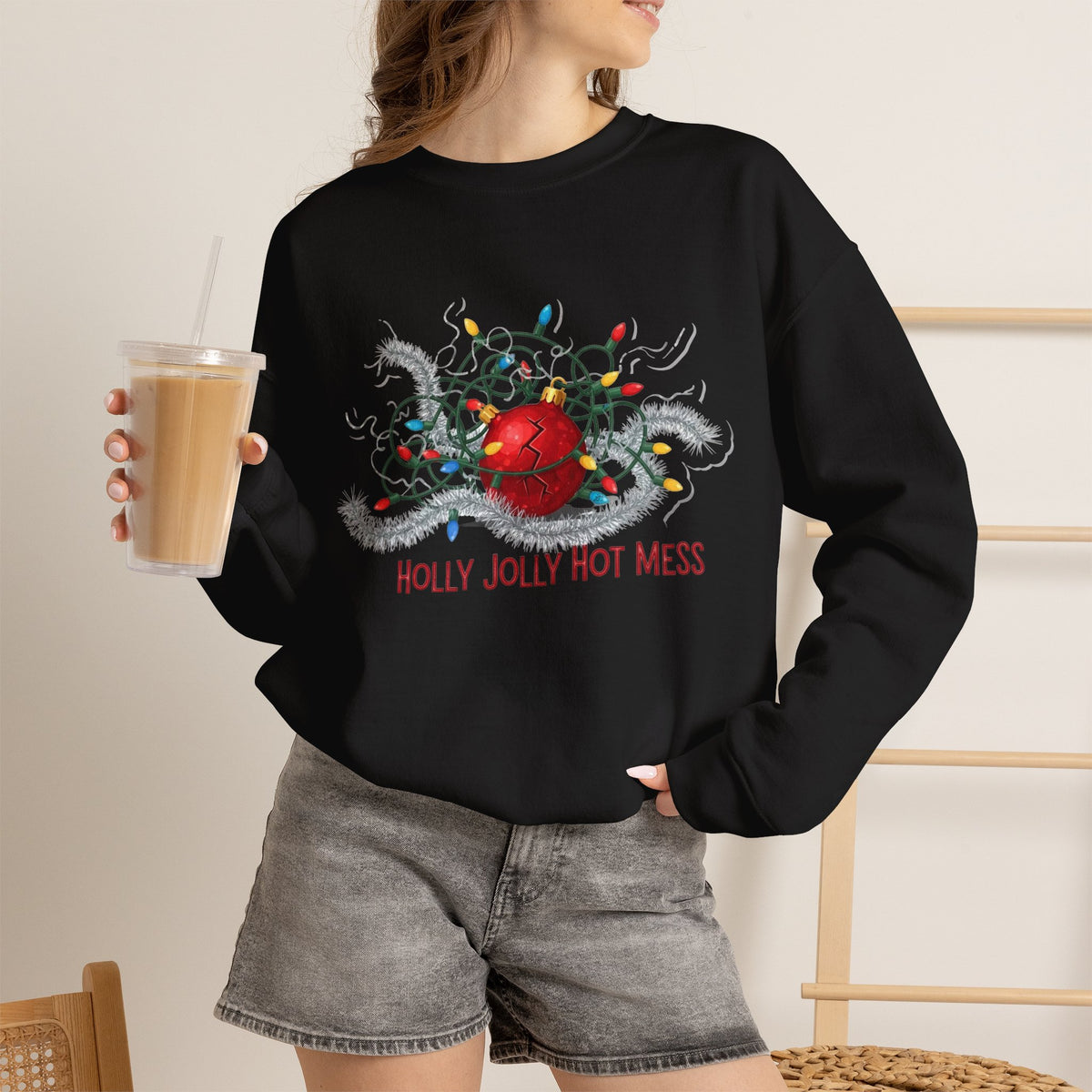 Holly Jolly Christmas Sweatshirt for Those Who Battle Christmas Lights and Lose