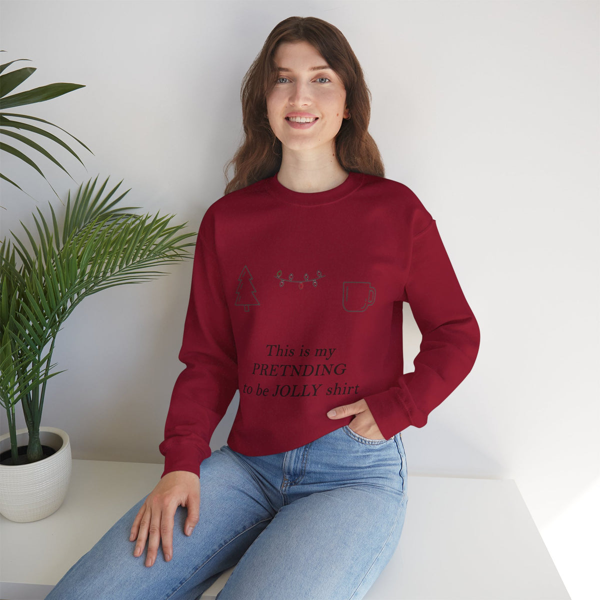Pretending to Be Jolly Christmas Crewneck Sweatshirt | Funny Sarcastic Holiday Sweatshirt
