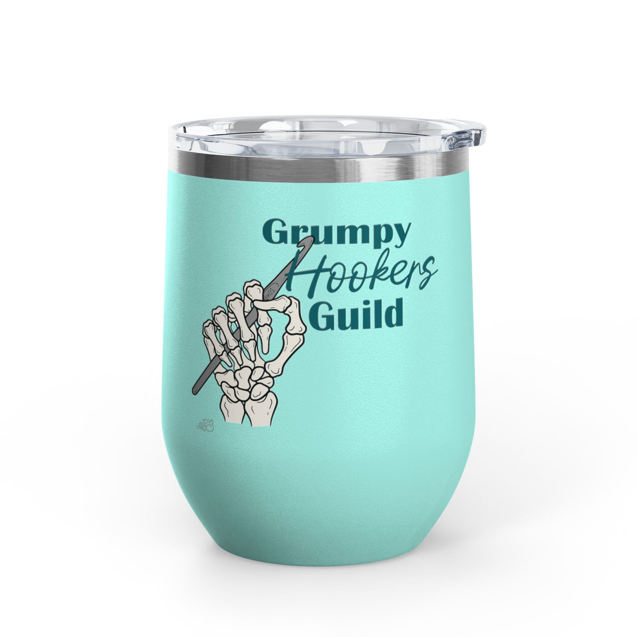 Grumpy Hookers Guild Tumbler – Funny Crochet Stainless Steel Wine Tumbler, 12oz