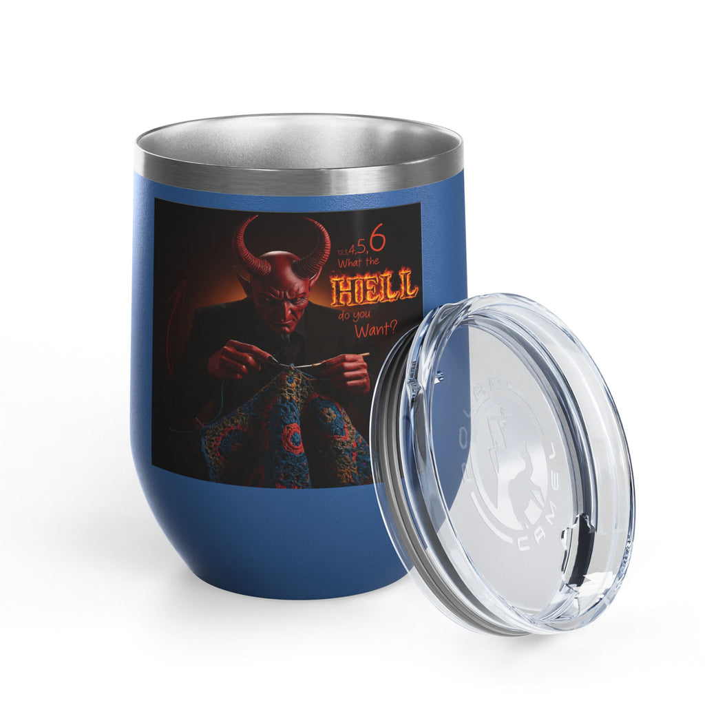 Sip Happens in Hell –Wine Tumbler 12oz | Funny Gift for Wine Lovers, Fiber enthusiasts, crocheters