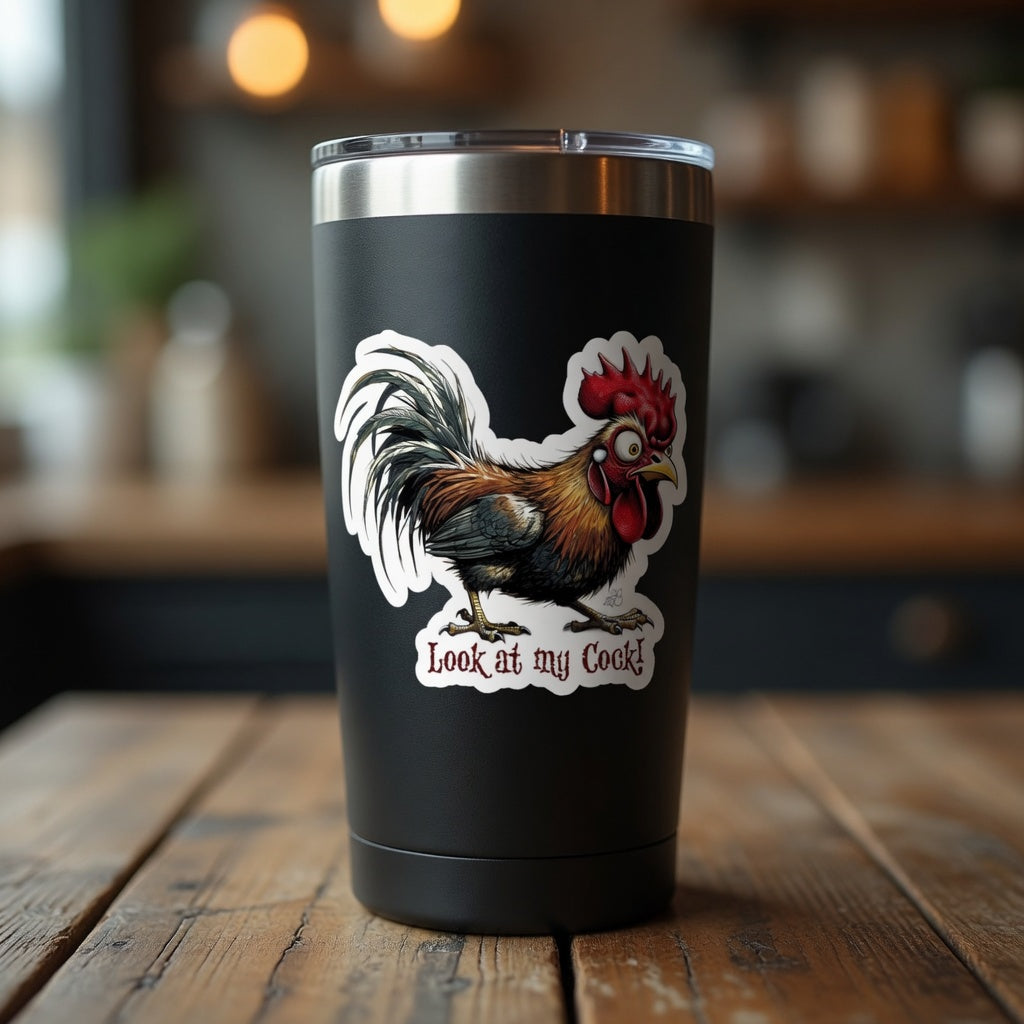Look At My Cock Rooster Kiss-Cut Vinyl Decal