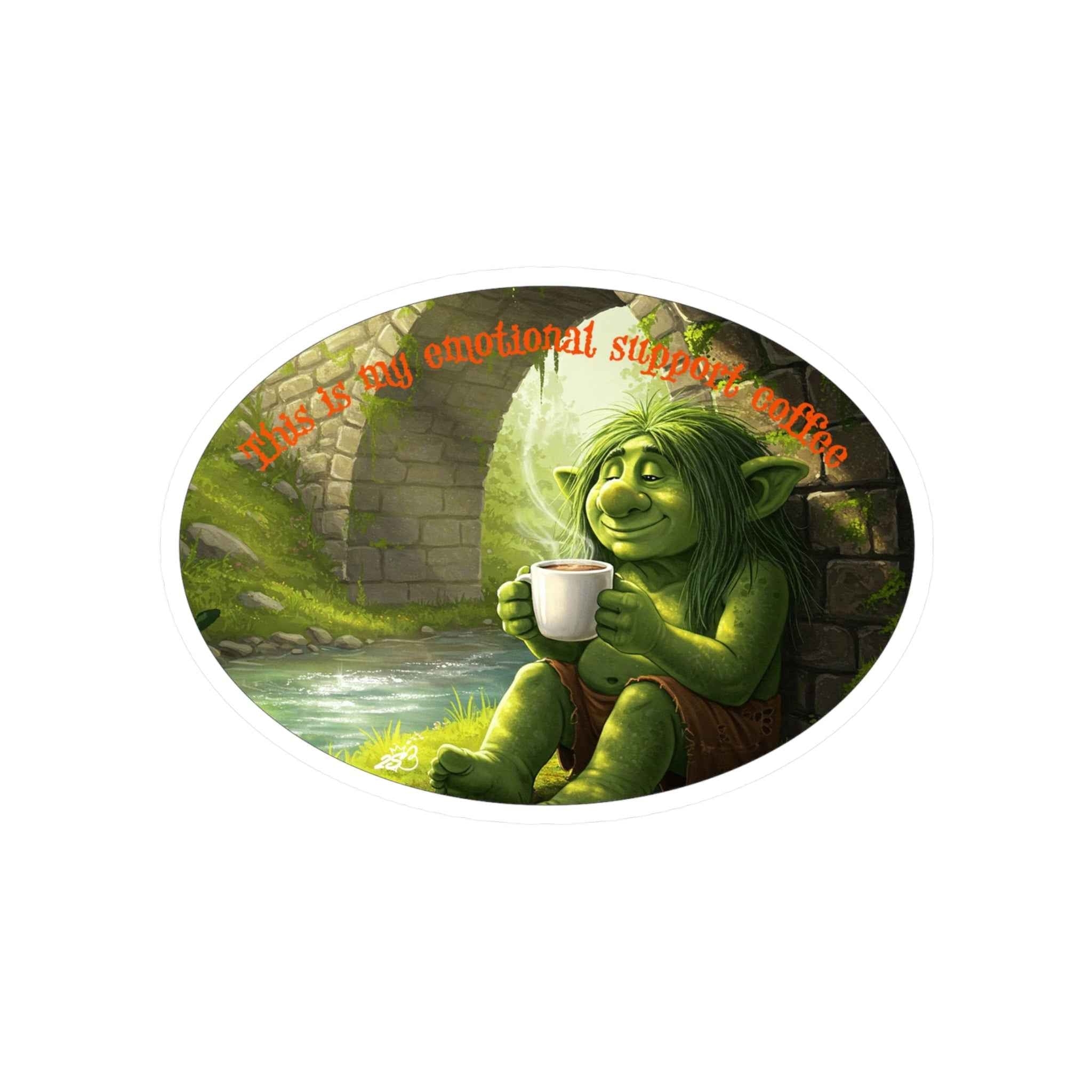 This Is My Emotional Support Coffee Fantasy Troll Kiss-Cut Vinyl Decal
