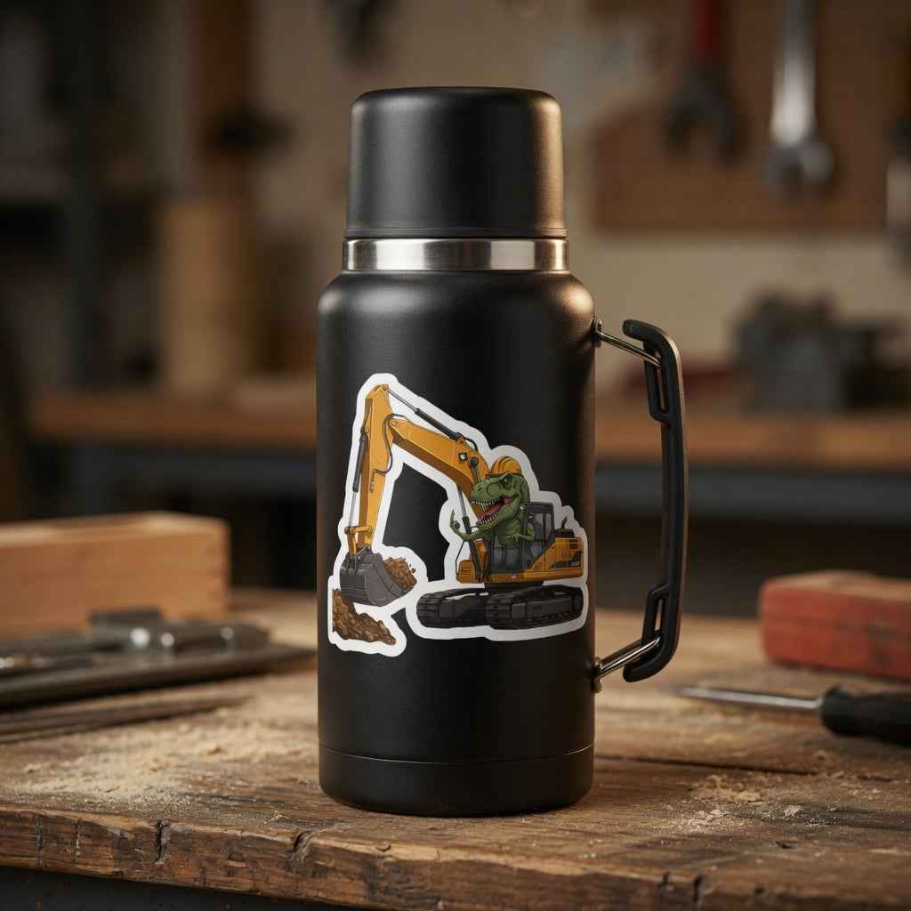 Middle Finger T-Rex Excavator Kiss-Cut Vinyl Decal