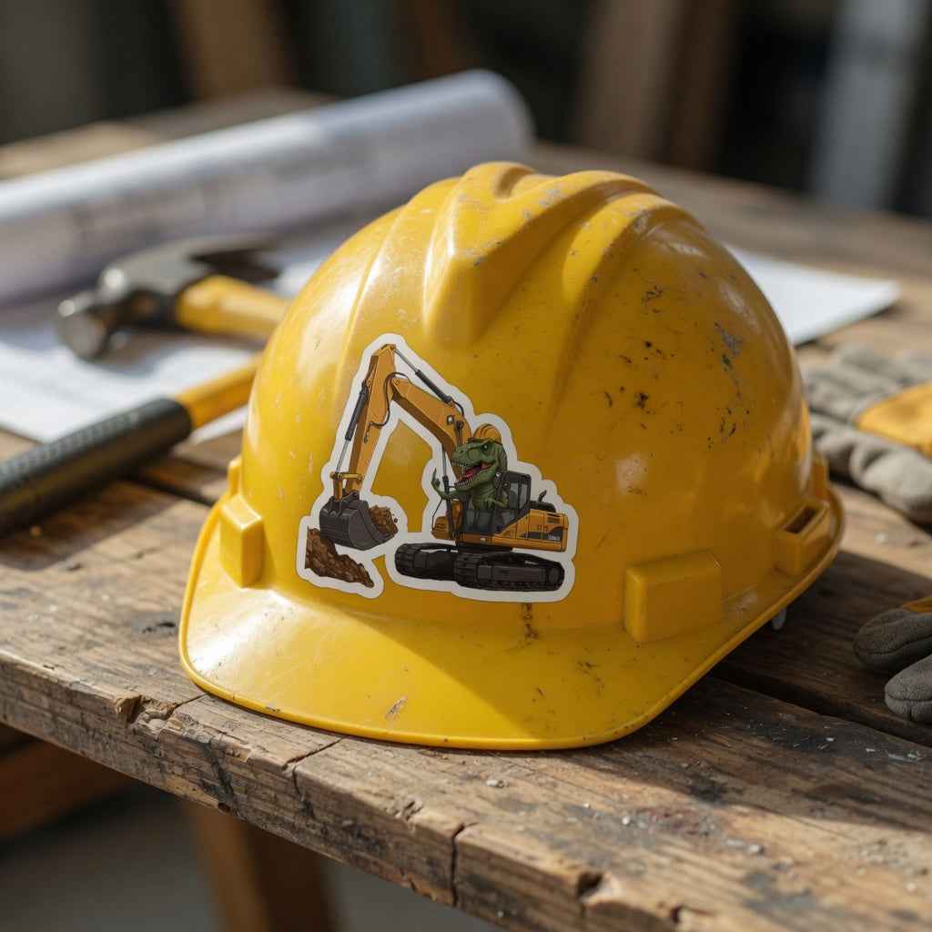 Middle Finger T-Rex Excavator Kiss-Cut Vinyl Decal