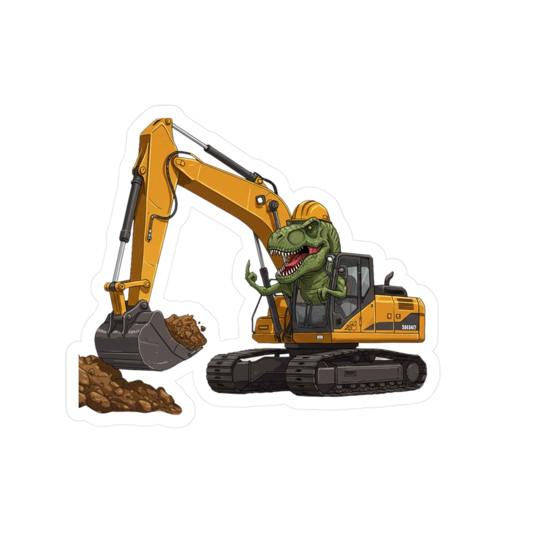 Middle Finger T-Rex Excavator Kiss-Cut Vinyl Decal