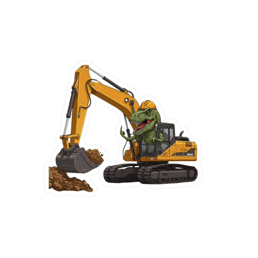 Middle Finger T-Rex Excavator Kiss-Cut Vinyl Decal
